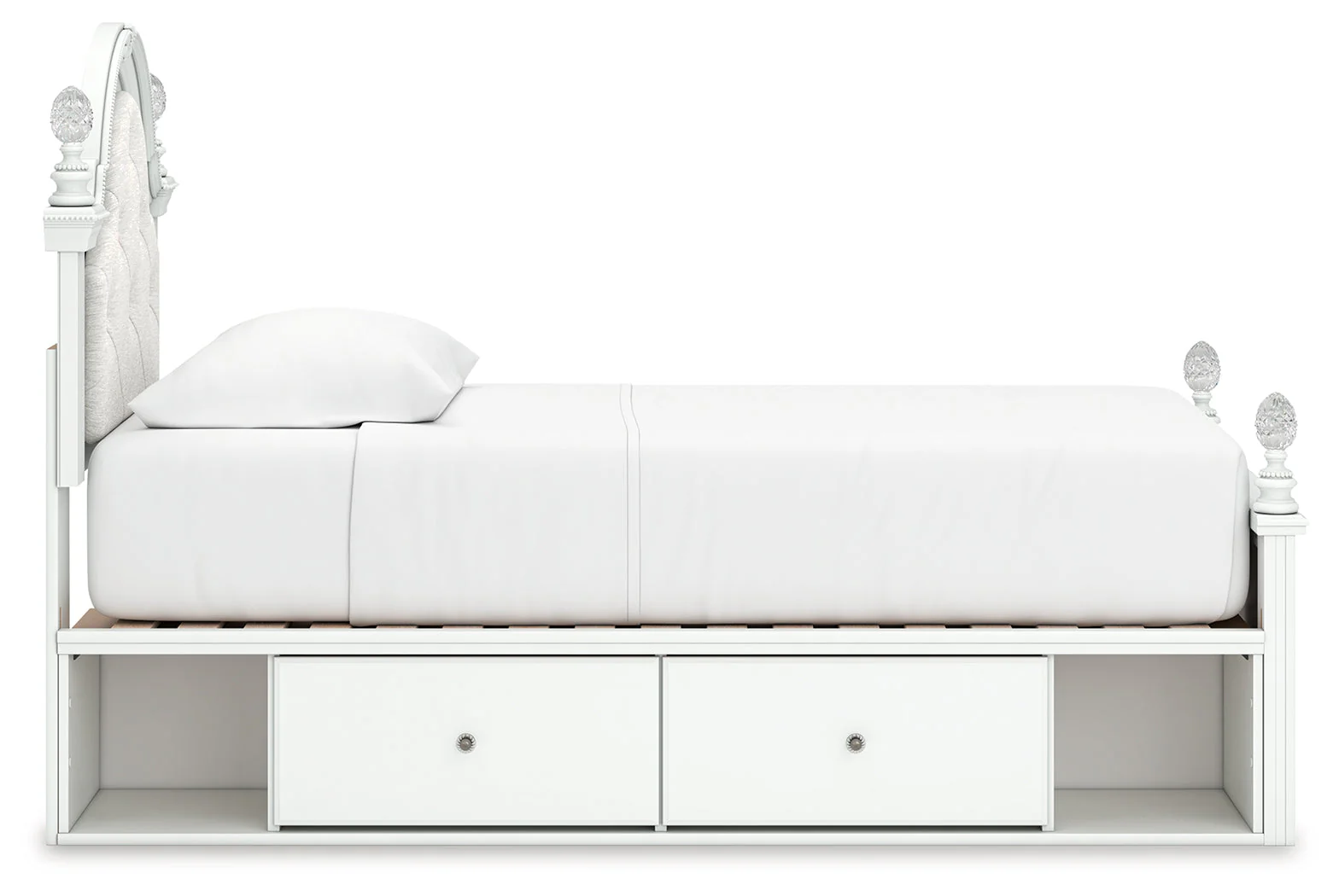 Kozlani White Twin Upholstered Panel Storage Bed - Image 7