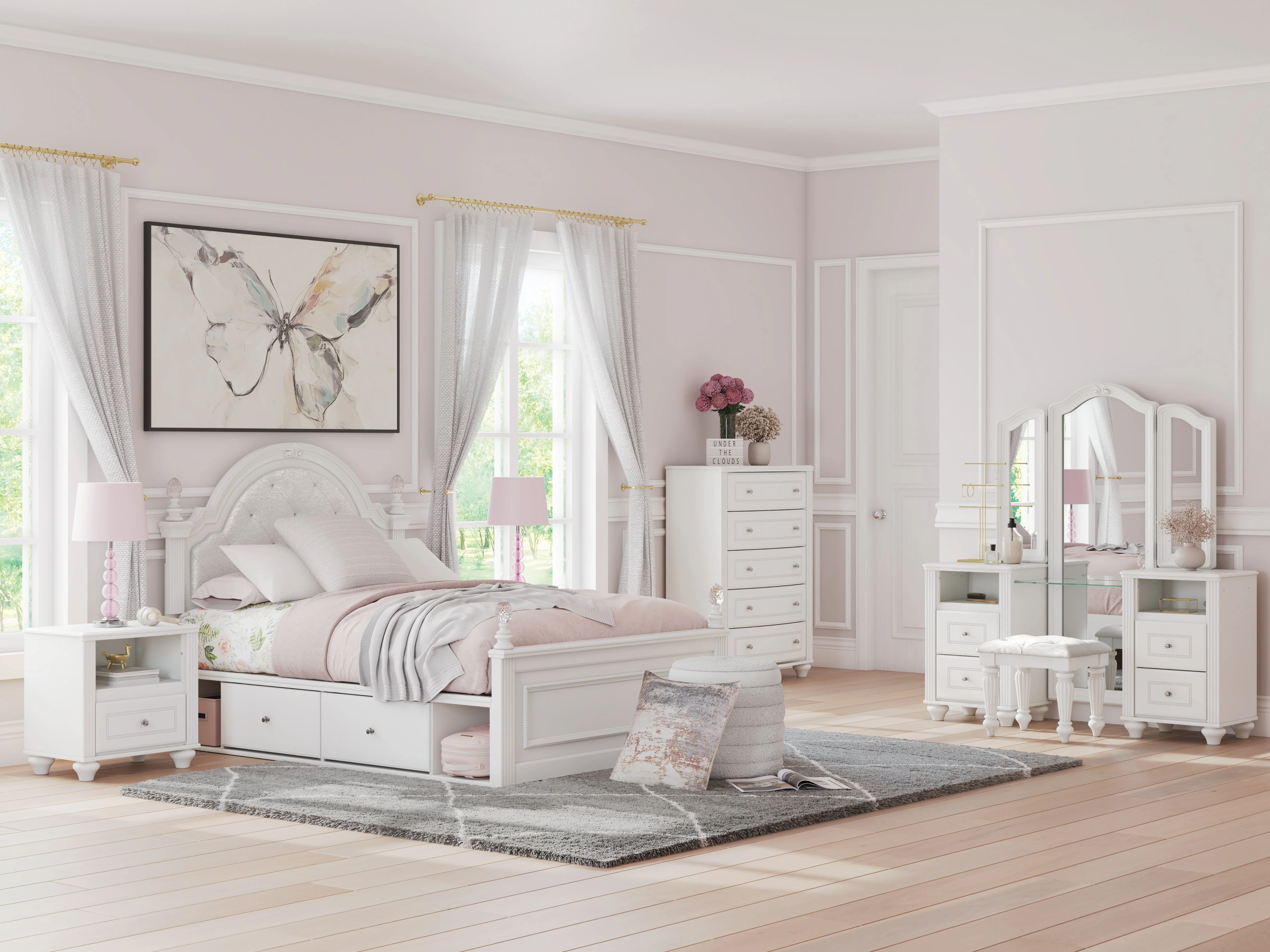 Kozlani White Vanity with Mirror - Image 10