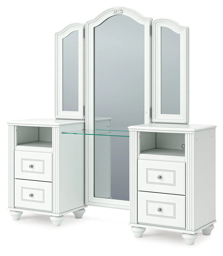 Kozlani White Vanity with Mirror - Image 2
