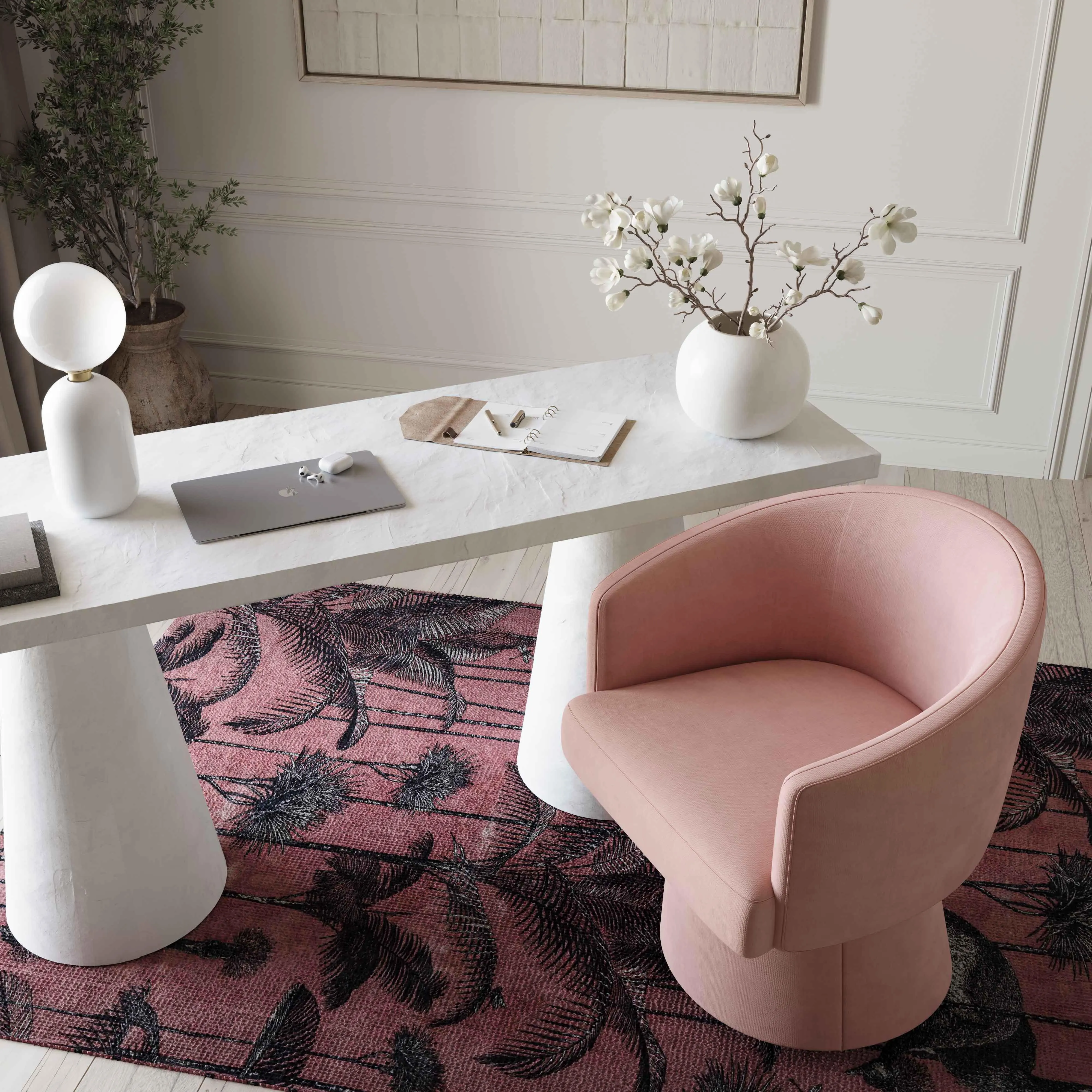 Kristen Upcycled Chenille Rolling Desk Chair - Image 10