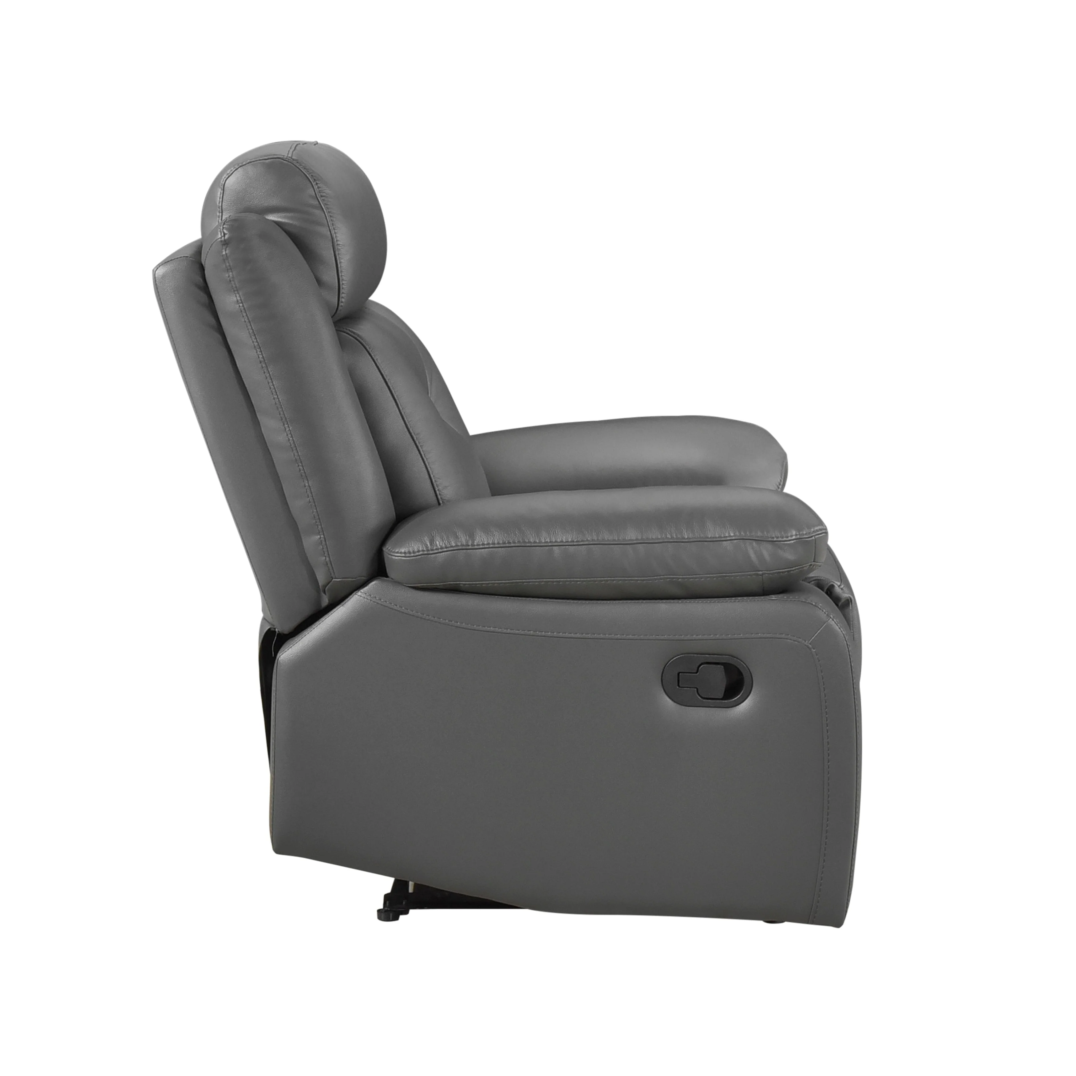 Laconia Dark Gray Leather Double Reclining Living Room Set - Image 13