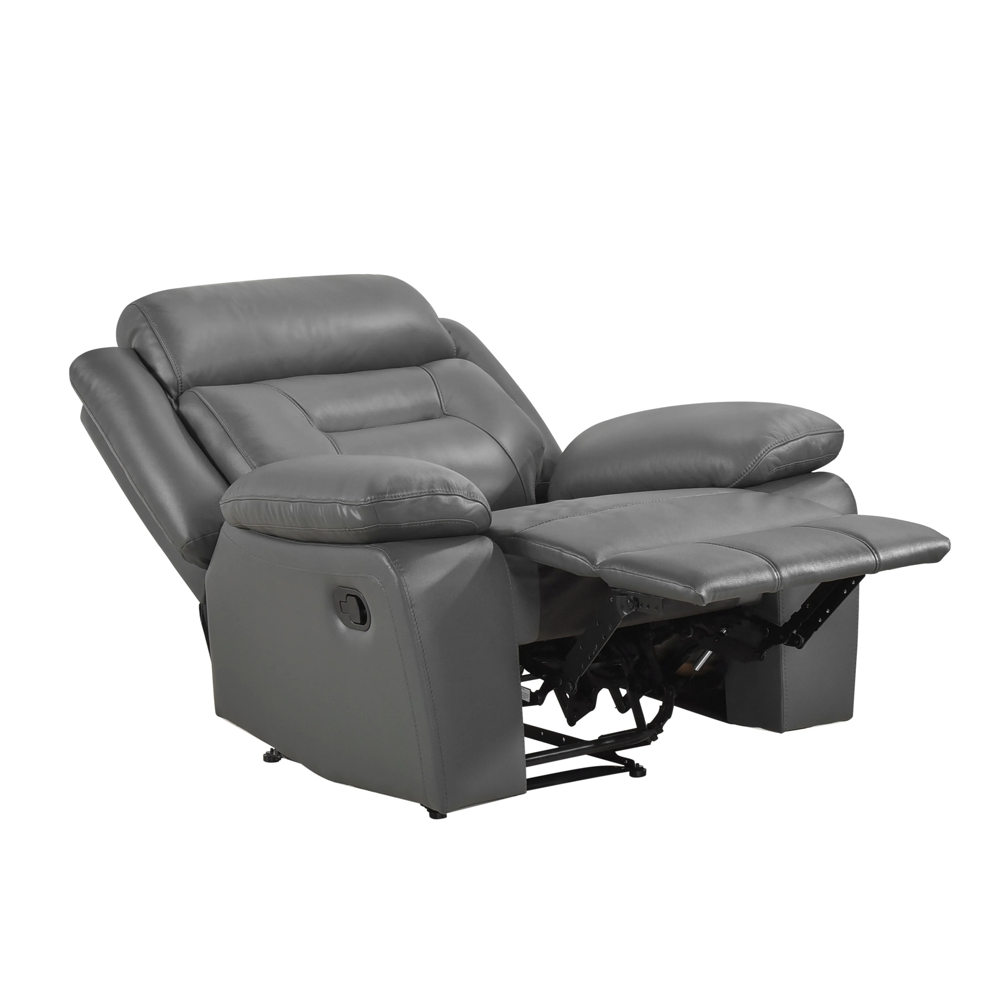 Laconia Dark Gray Leather Double Reclining Living Room Set - Image 15
