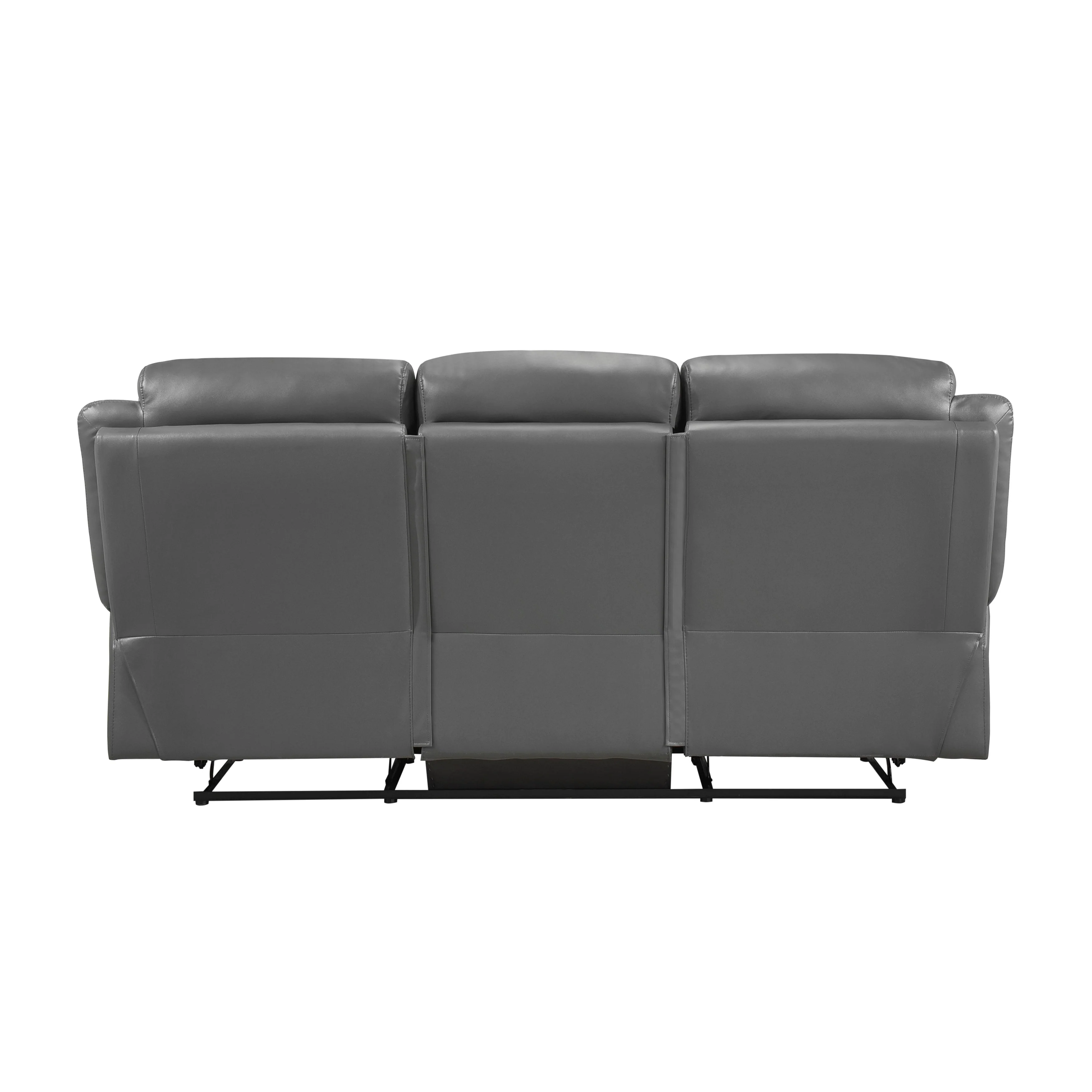 Laconia Dark Gray Leather Double Reclining Living Room Set - Image 6