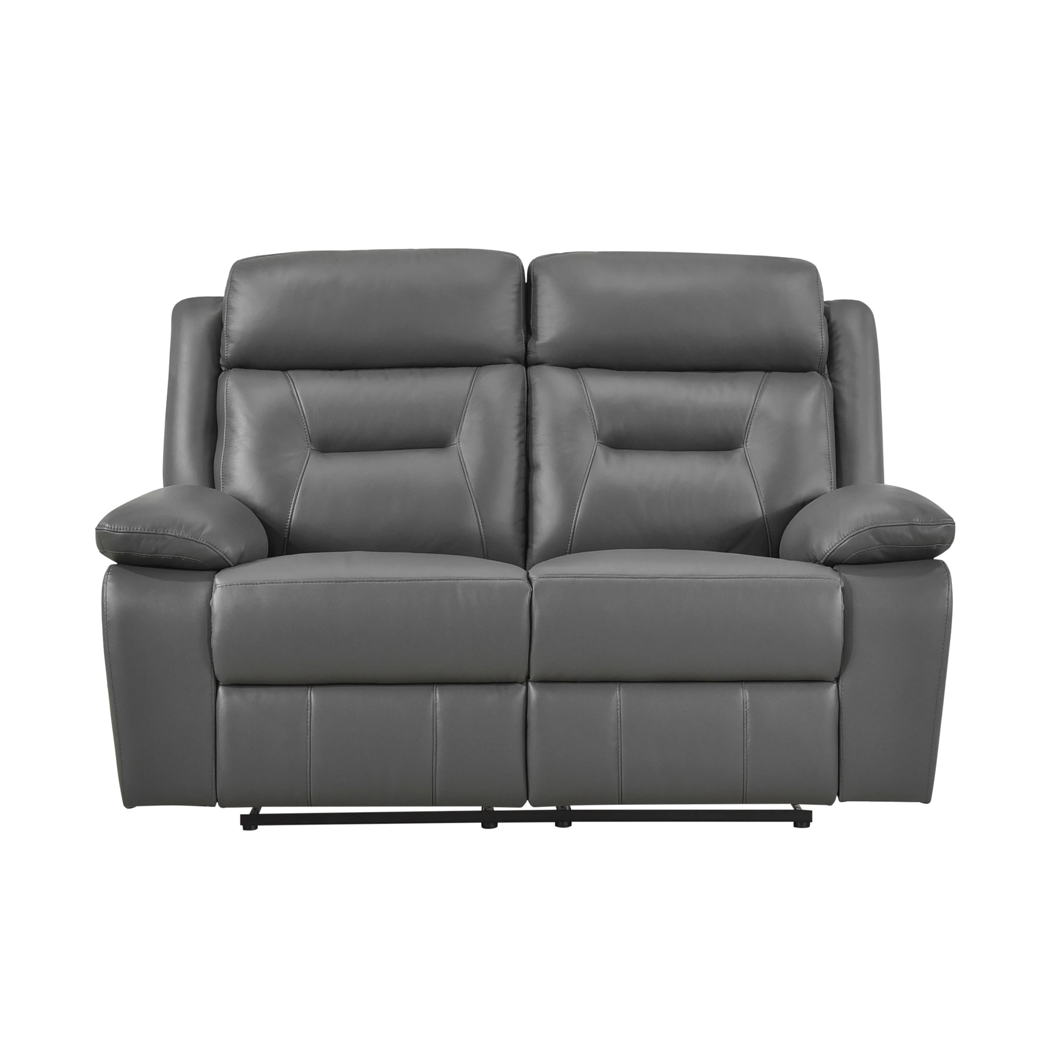 Laconia Dark Gray Leather Double Reclining Living Room Set - Image 7
