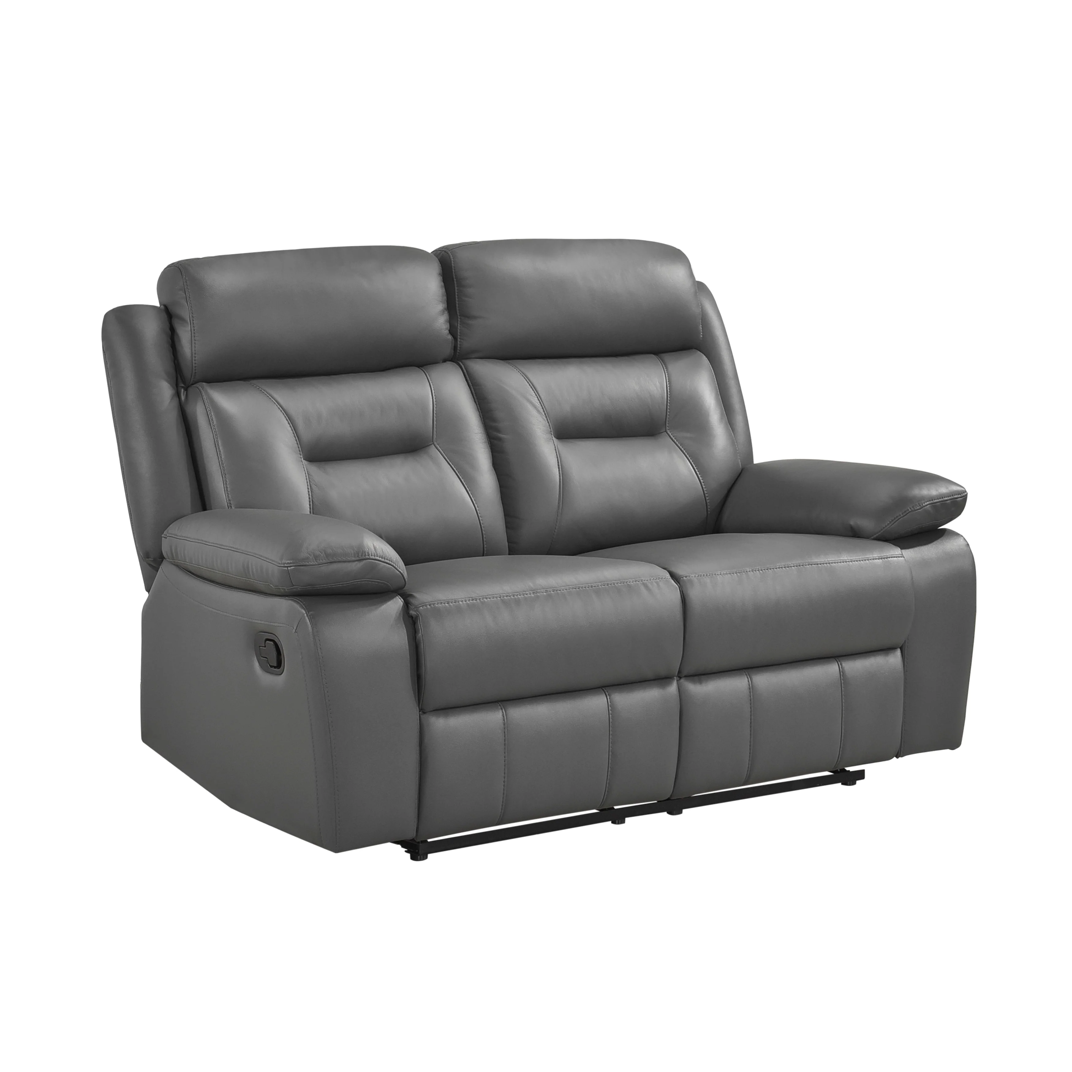 Laconia Dark Gray Leather Double Reclining Living Room Set - Image 8