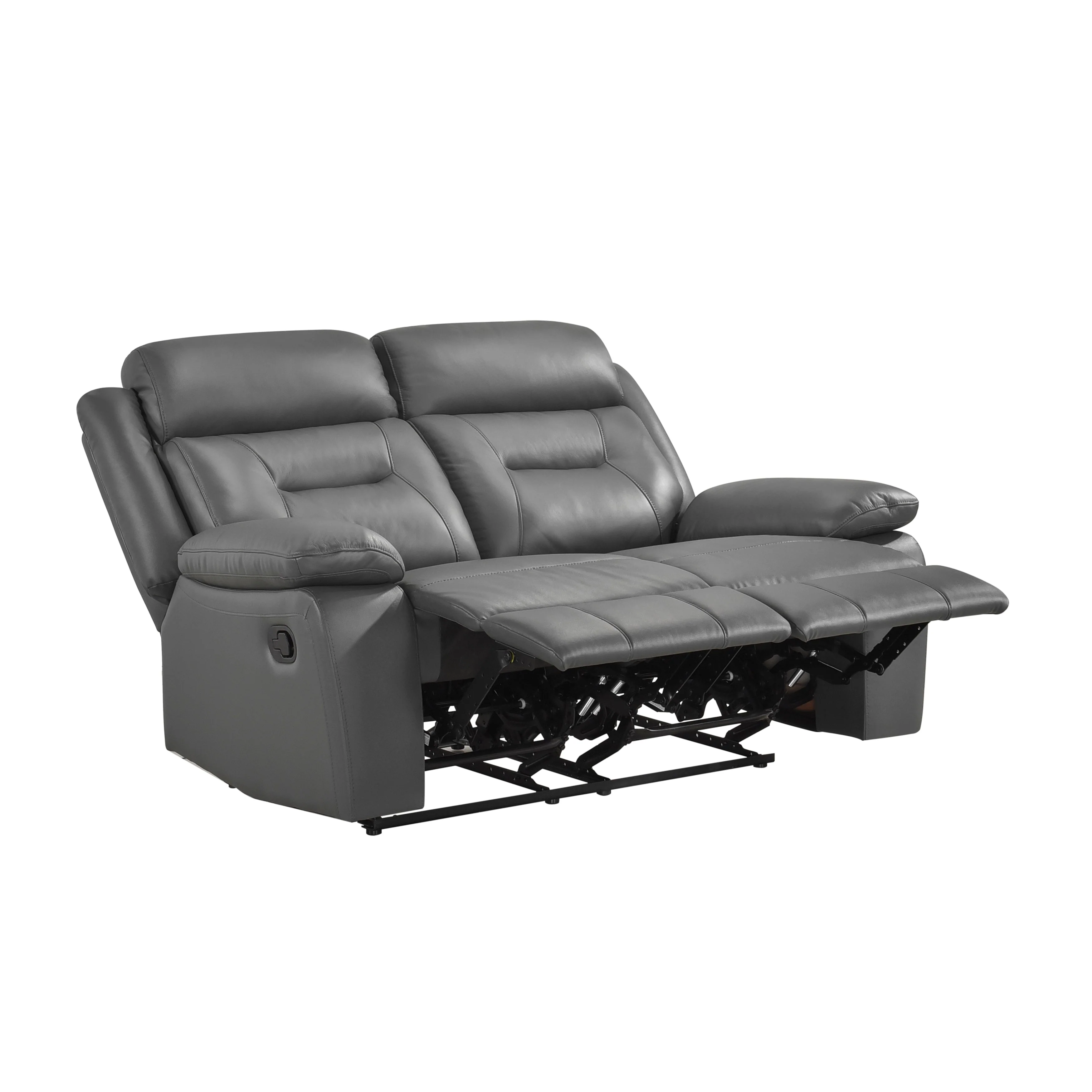 Laconia Dark Gray Leather Double Reclining Living Room Set - Image 9