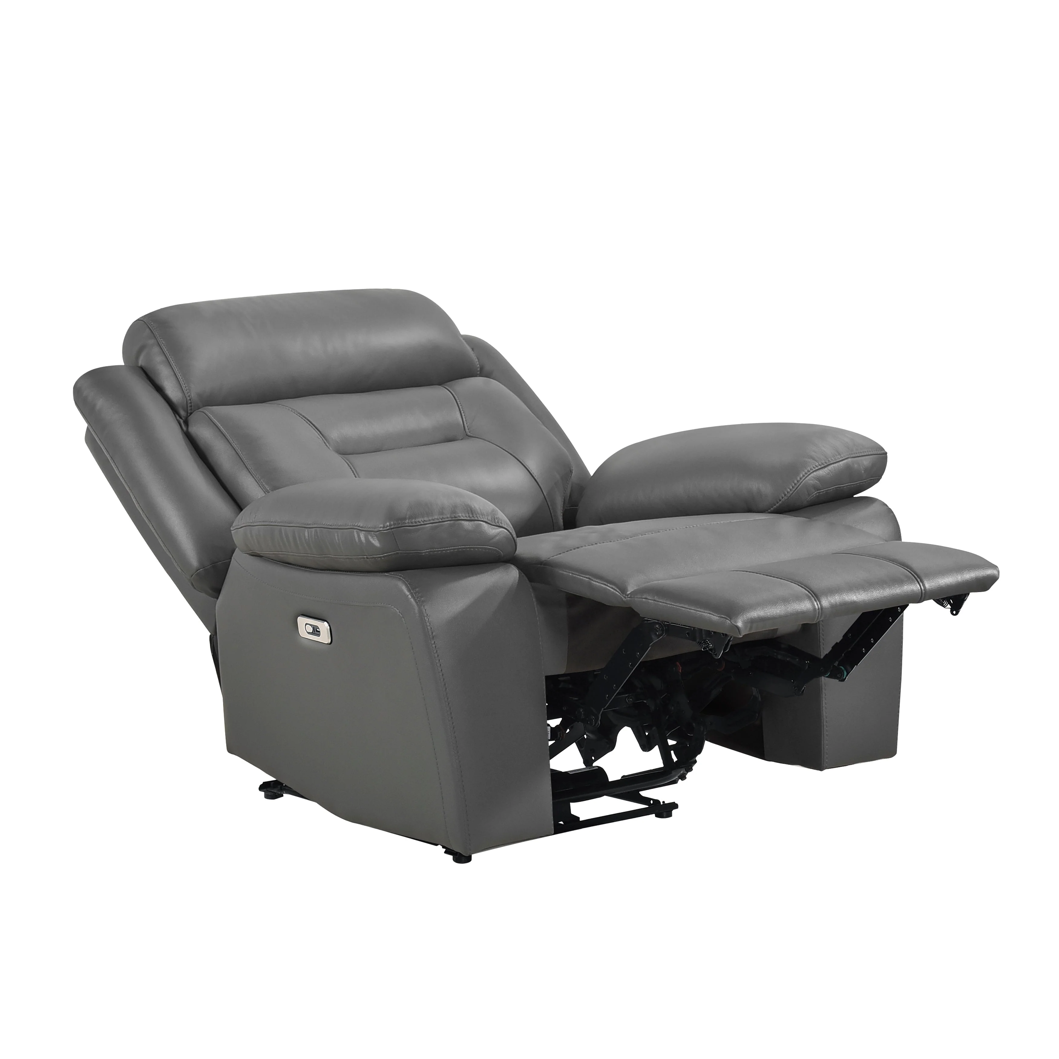 Laconia Dark Gray Leather Power Double Reclining Living Room Set - Image 15