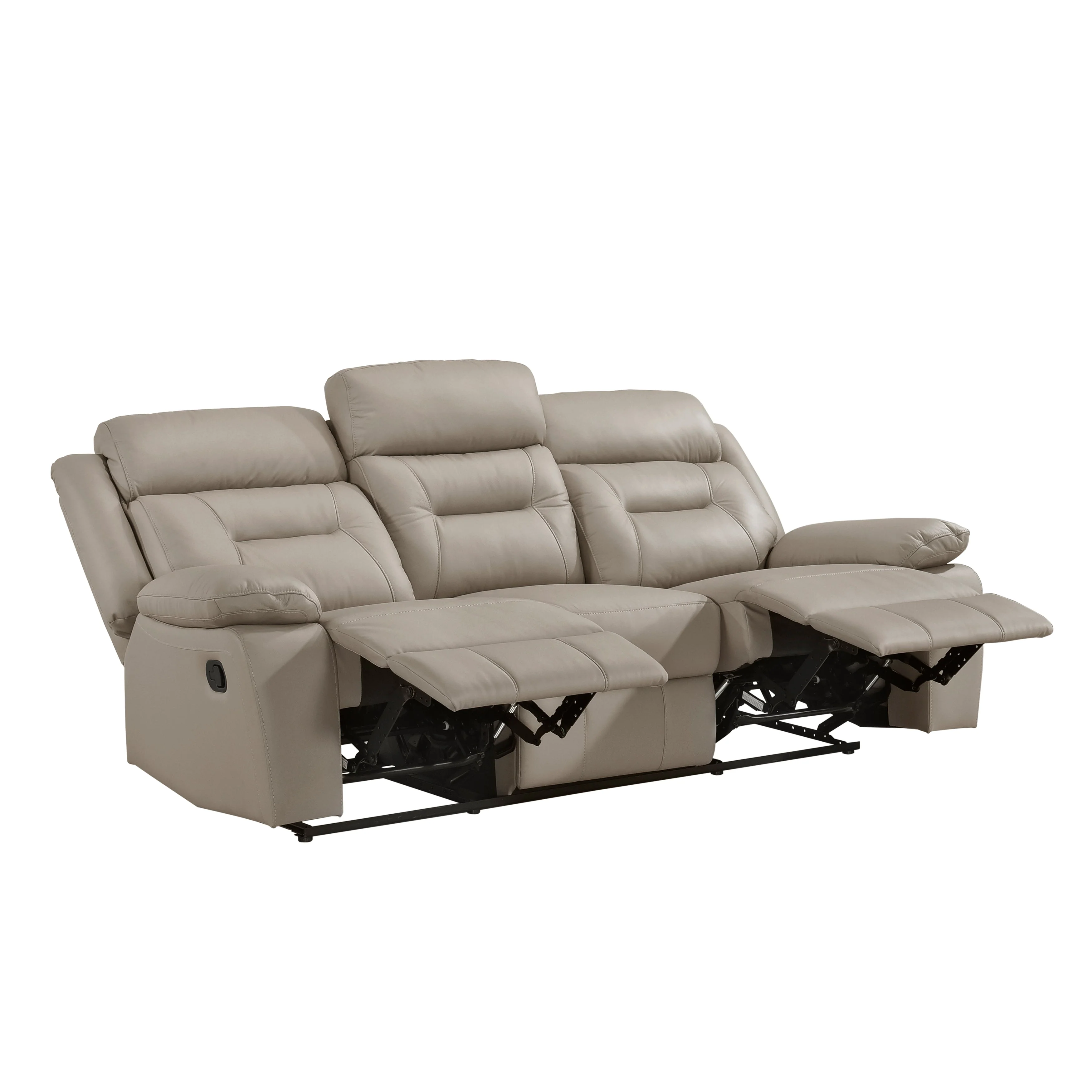 Laconia Latte Leather Double Reclining Sofa - Image 5