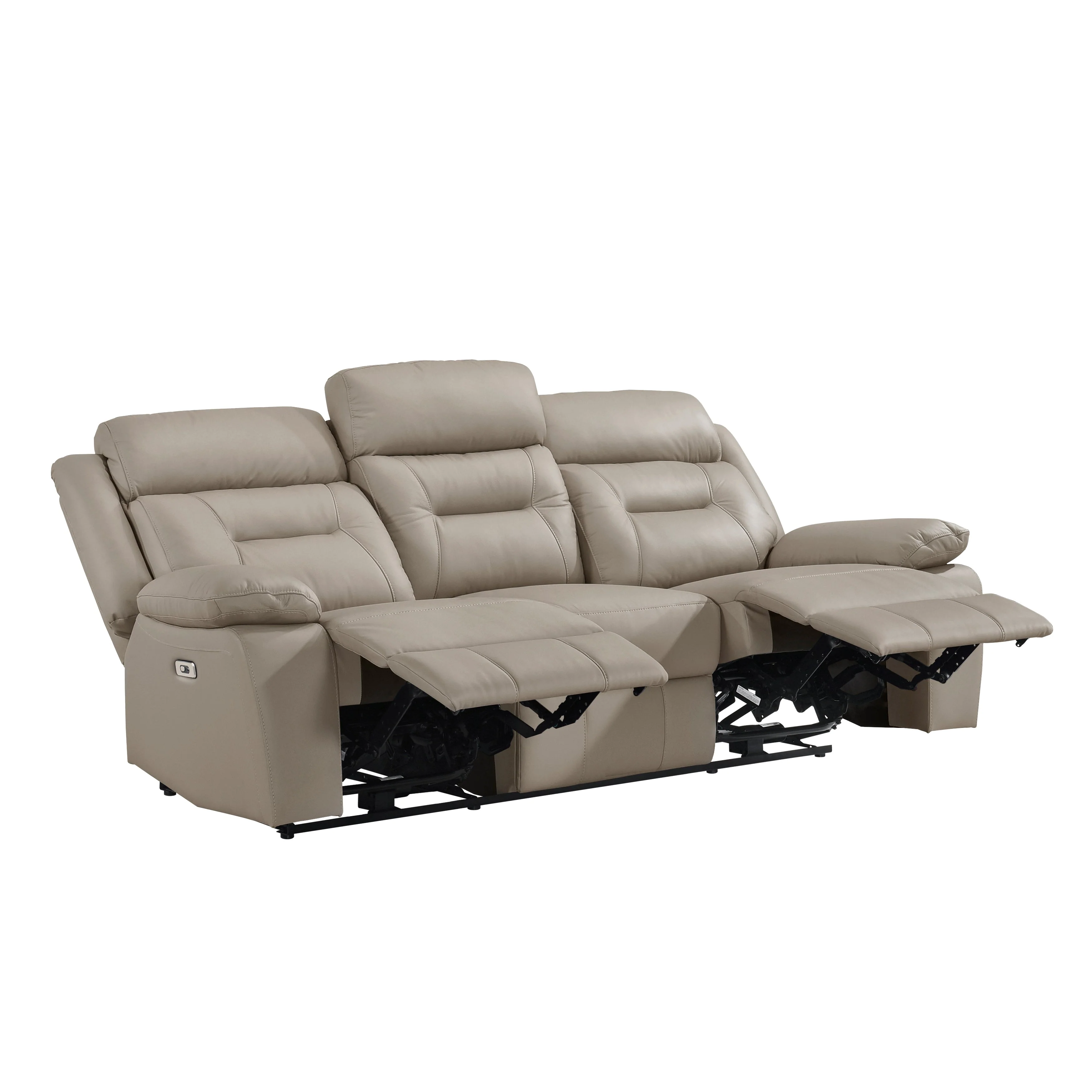 Laconia Latte Leather Power Double Reclining Living Room Set - Image 5