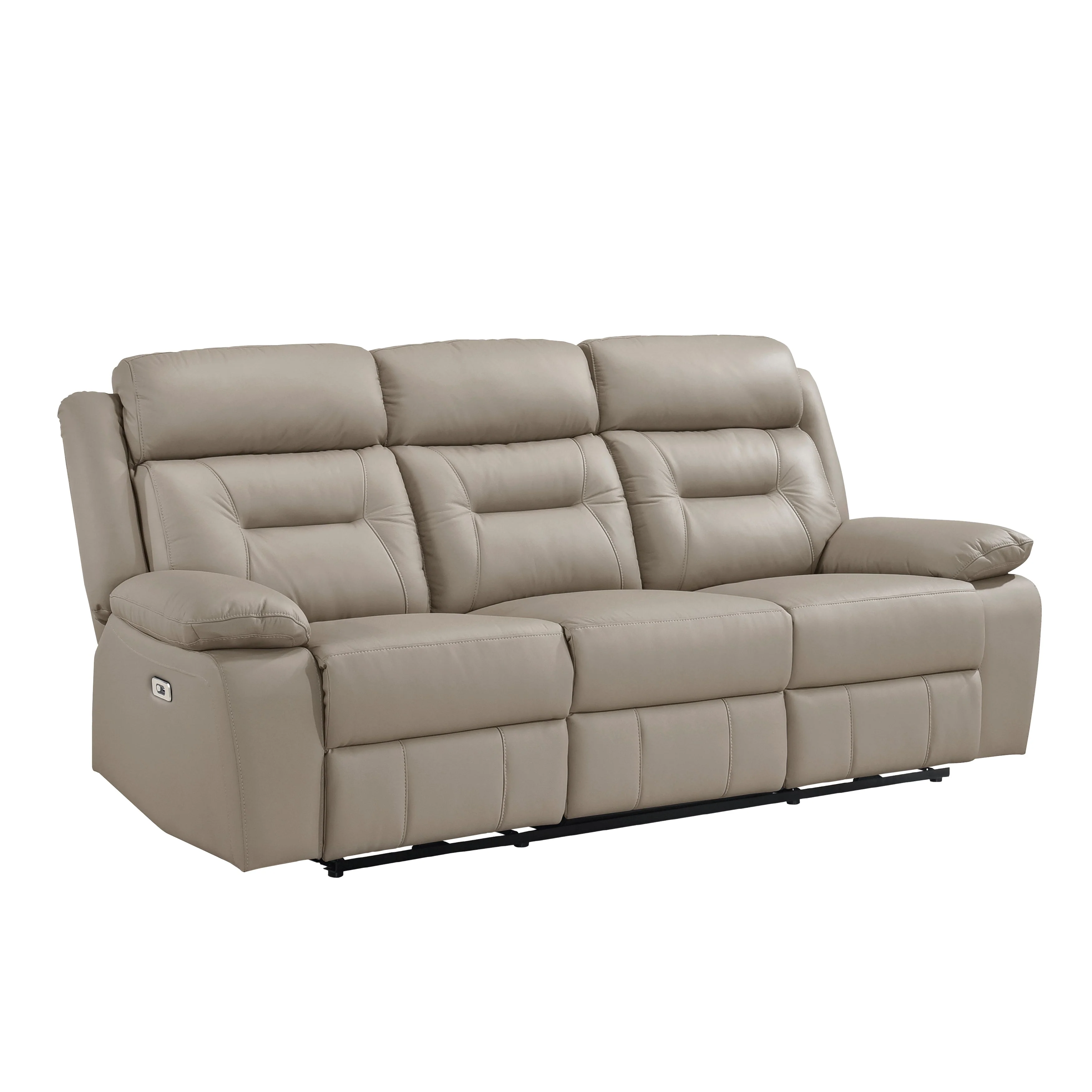 Laconia Latte Leather Power Double Reclining Sofa - Image 3