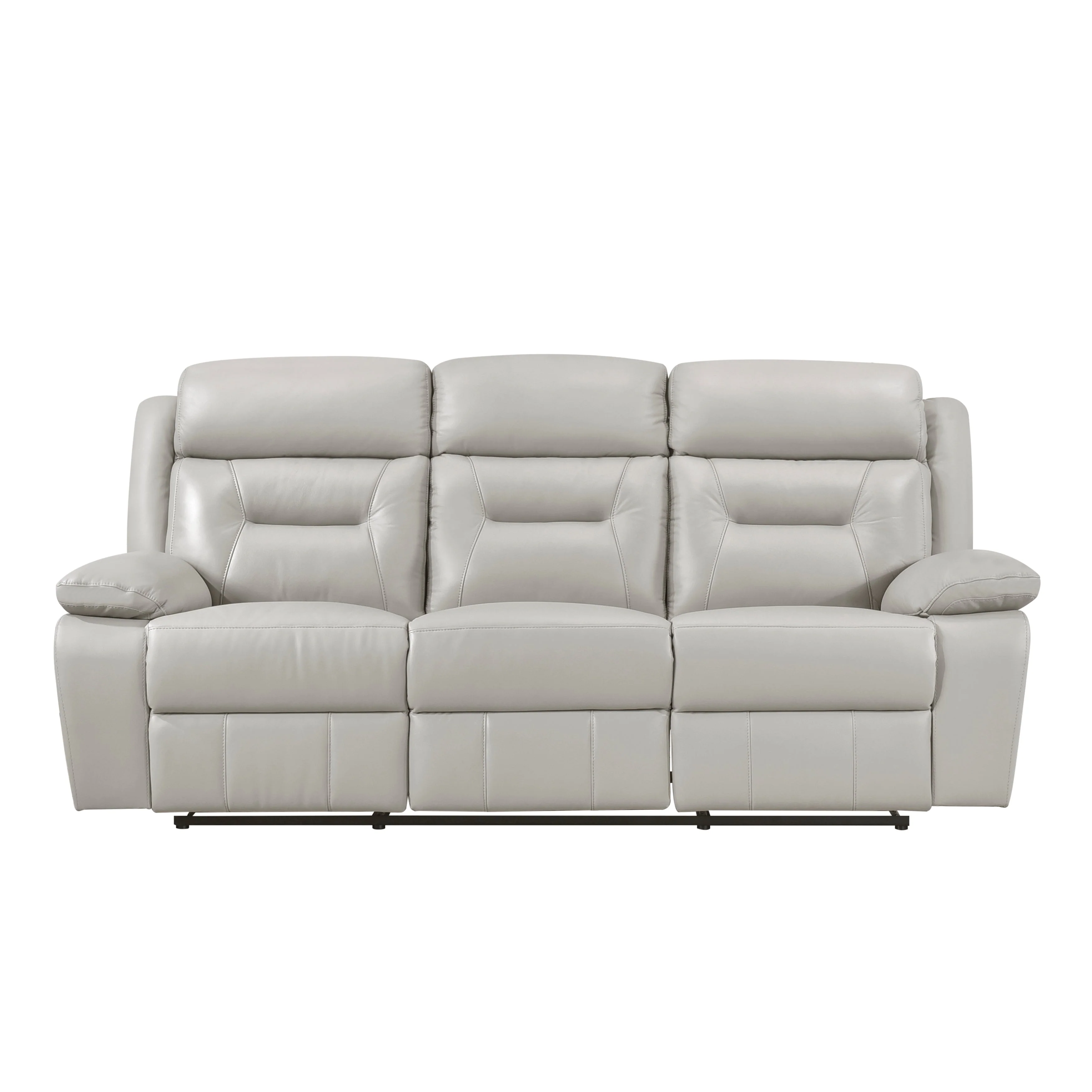 Laconia Silver Leather Double Reclining Living Room Set - Image 3