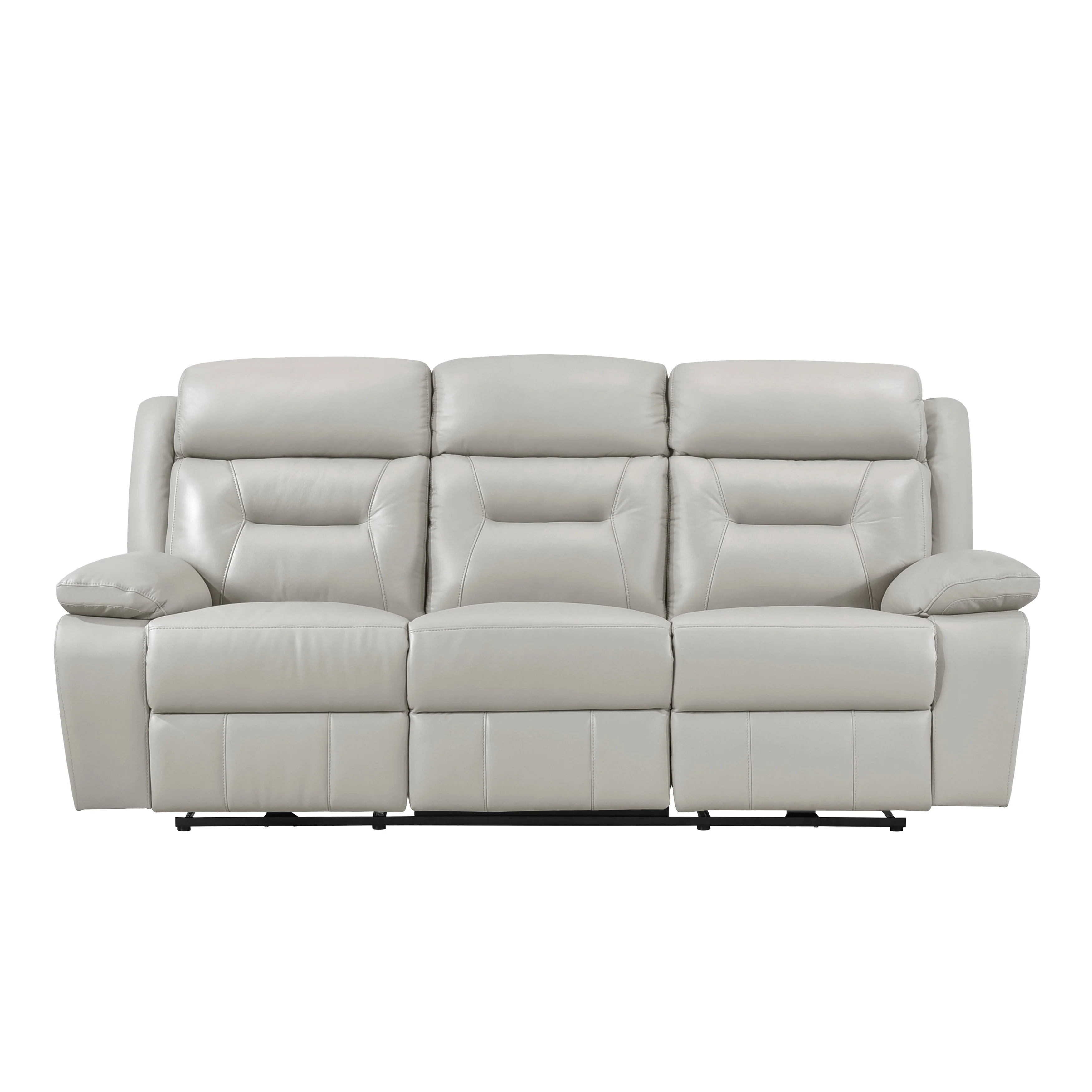 Laconia Silver Leather Power Double Reclining Living Room Set - Image 3