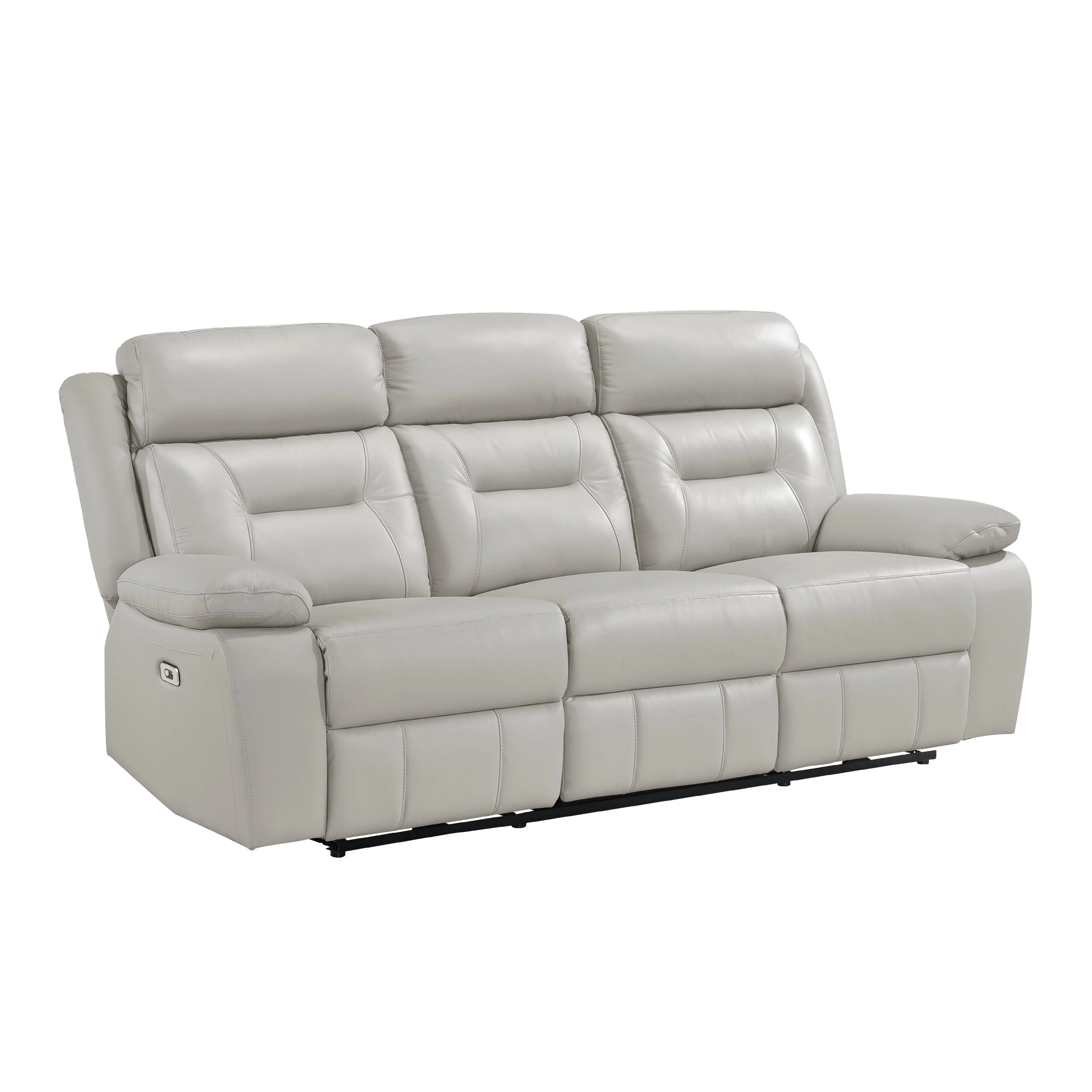 Laconia Silver Leather Power Double Reclining Sofa - Image 3