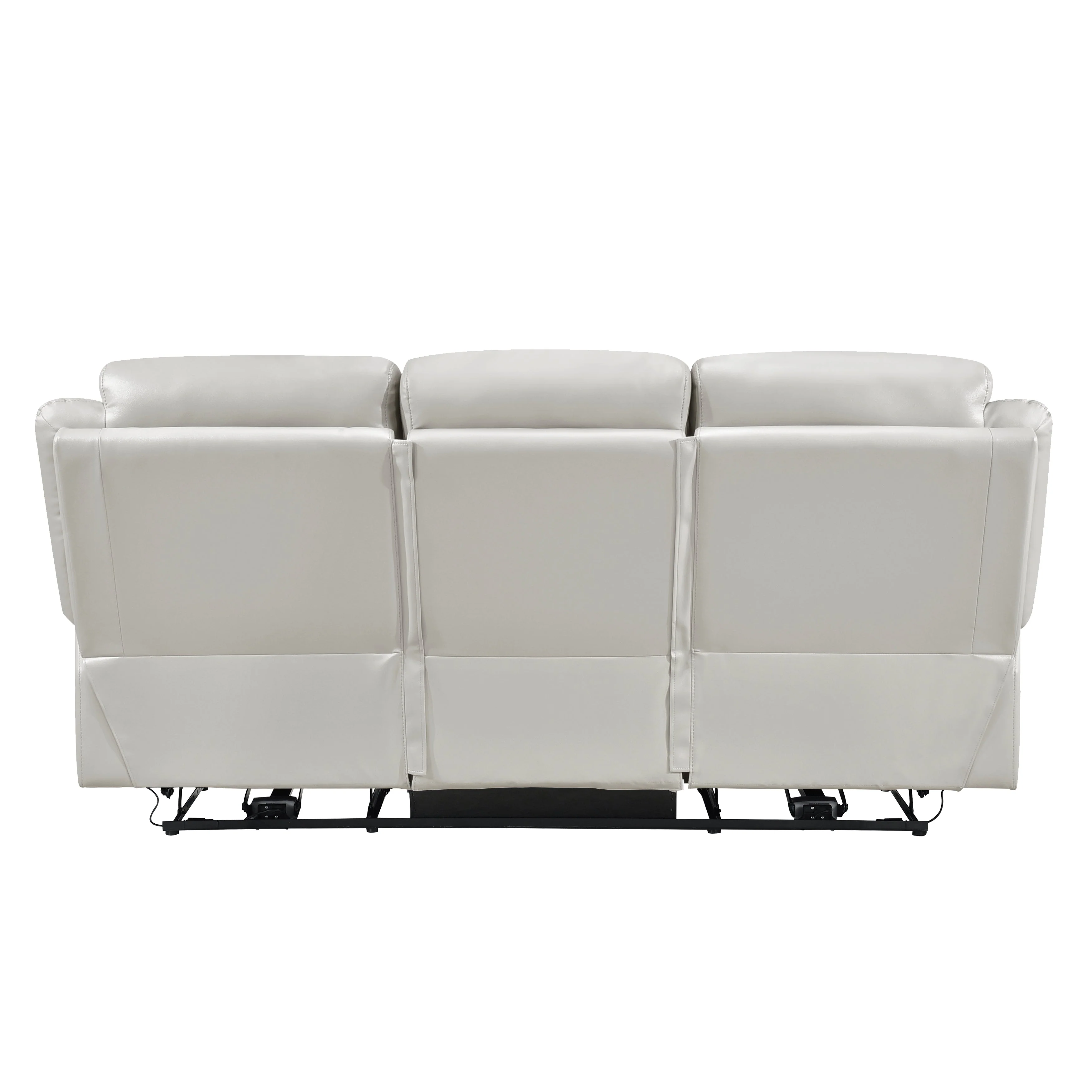 Laconia Silver Leather Power Double Reclining Sofa - Image 4