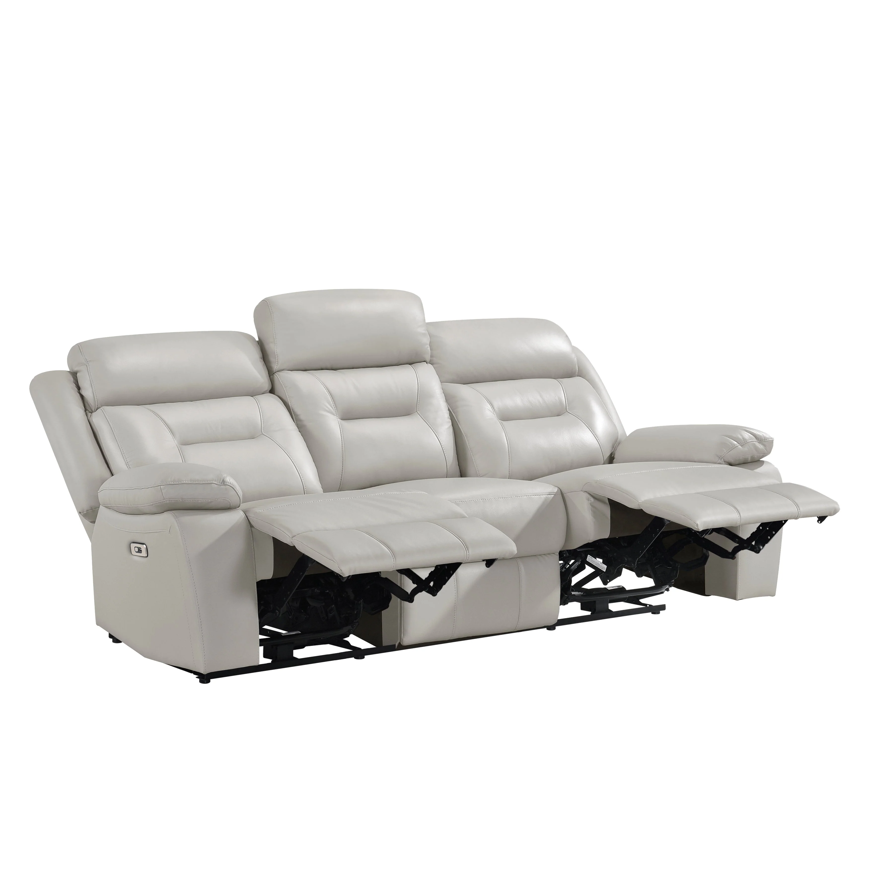 Laconia Silver Leather Power Double Reclining Sofa - Image 5