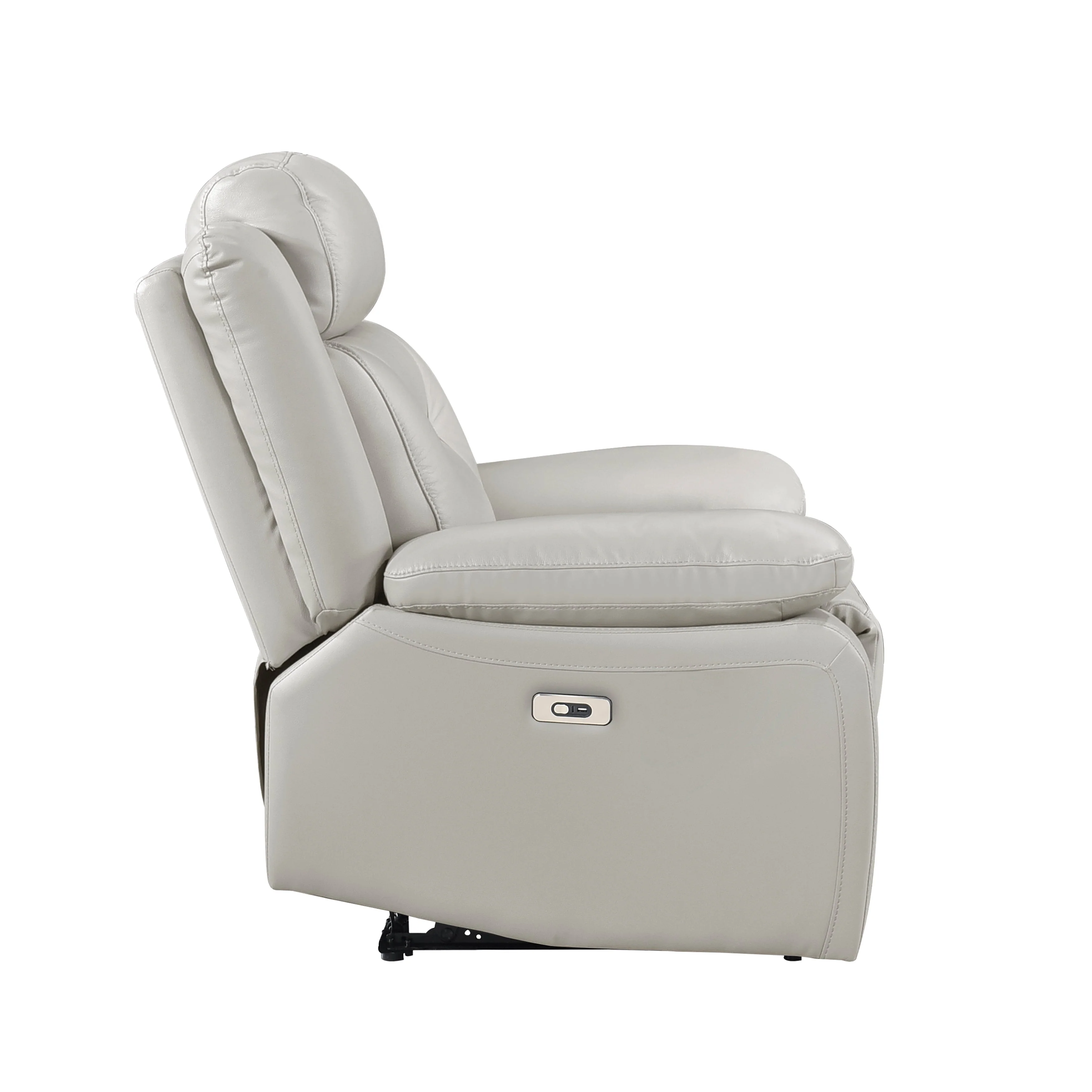 Laconia Silver Leather Power Reclining Chair - Image 3