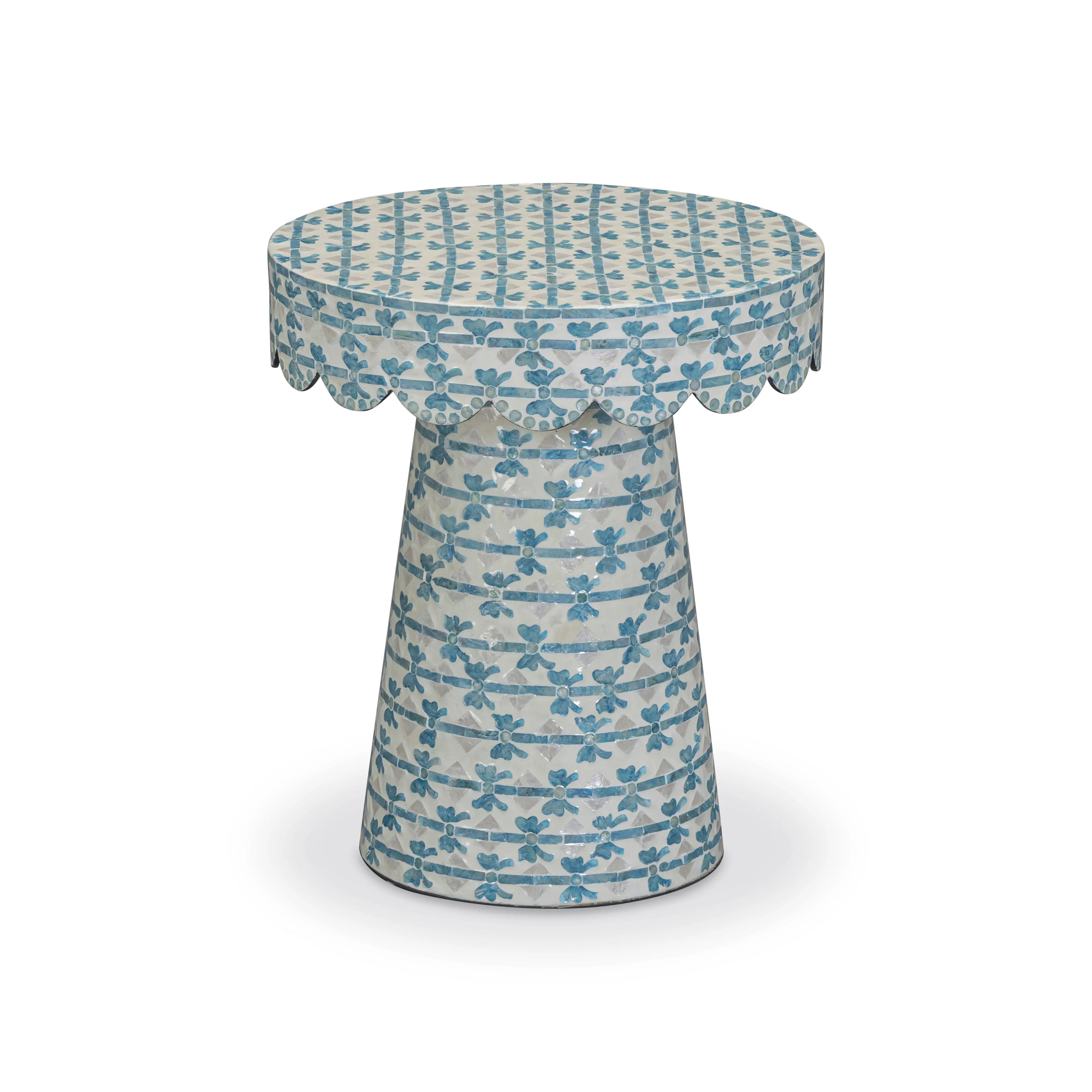 Lady Blue Ribbon Capiz Shell Round Side Table - Image 2