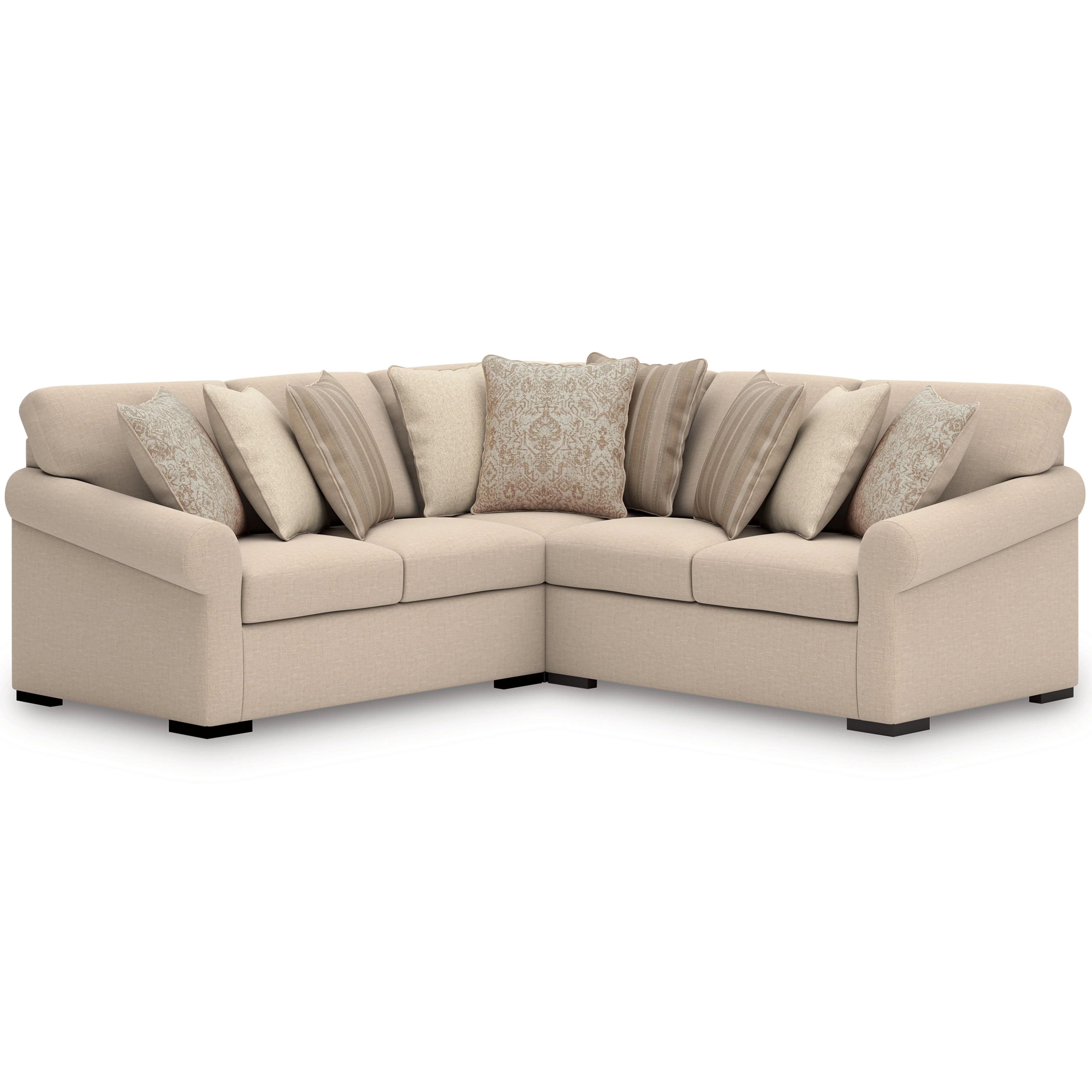 LadyMae Brown and Beige 3-Piece Sectional