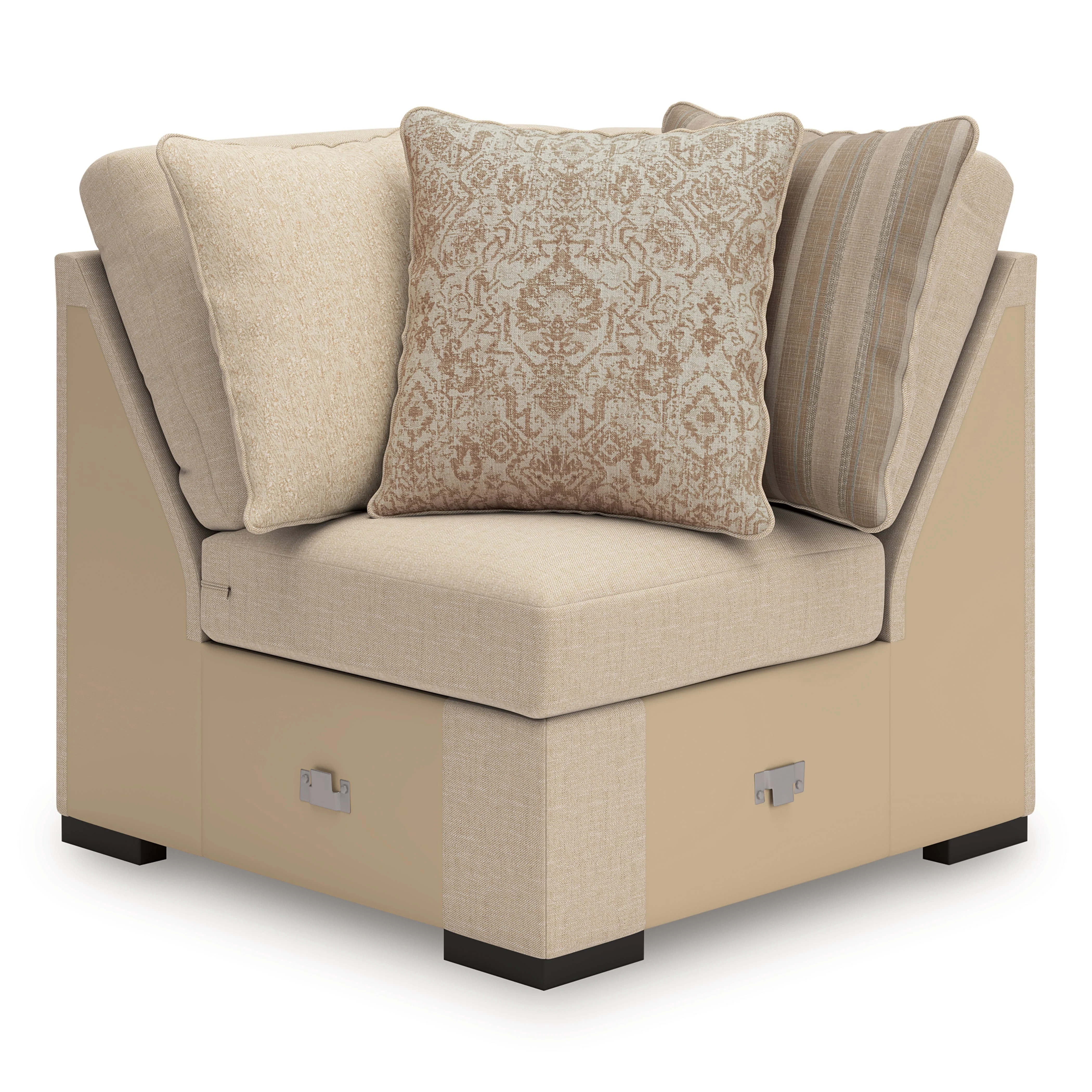 LadyMae Brown and Beige 4-Piece Left Arm Facing Chaise Sectional - Image 4