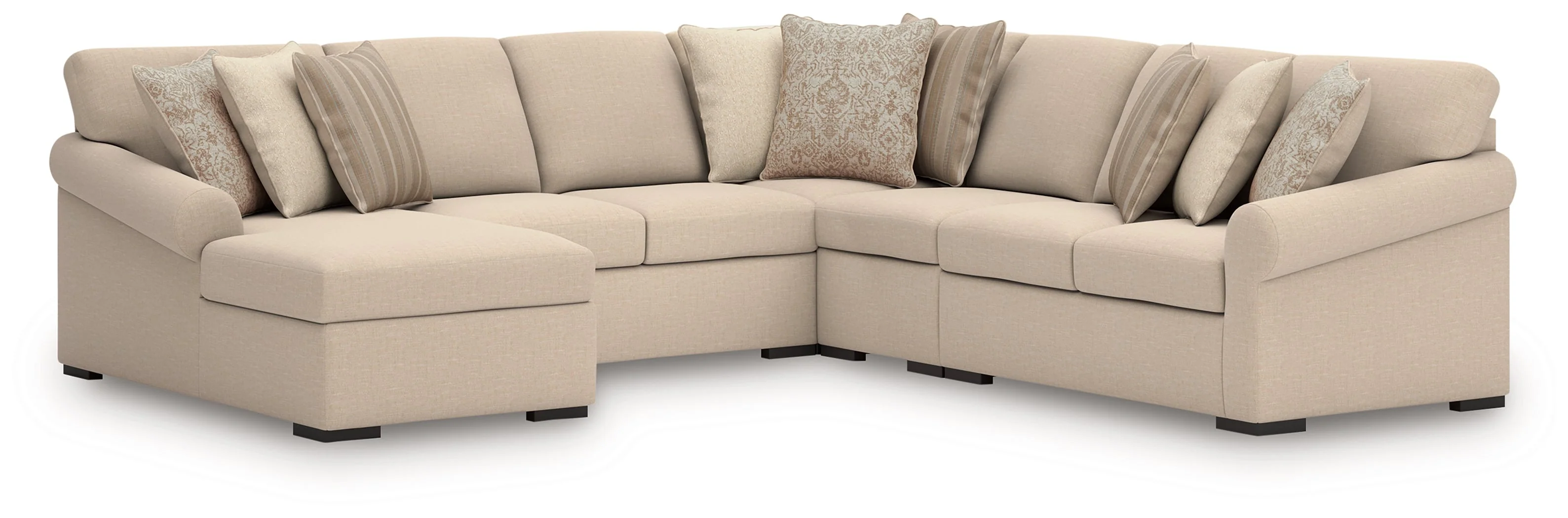 LadyMae Twill 5-Piece Left Arm Facing Chaise Sectional