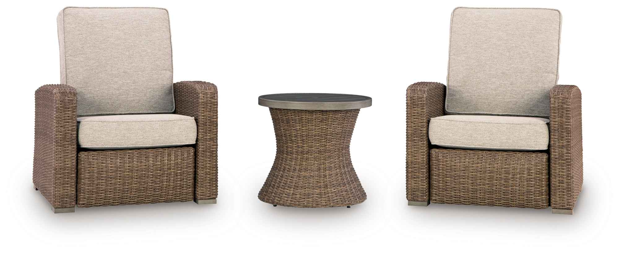 Laguna Heights Beige 2 Outdoor Chairs and End Table