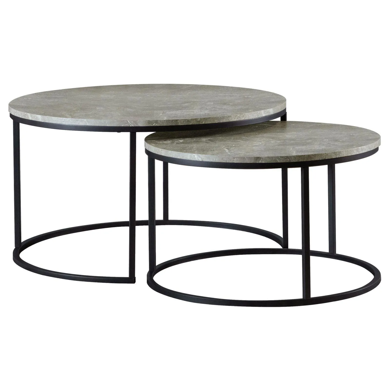 Lainey Gray and Gunmetal Round 2-Piece Nesting Coffee Table - Image 3