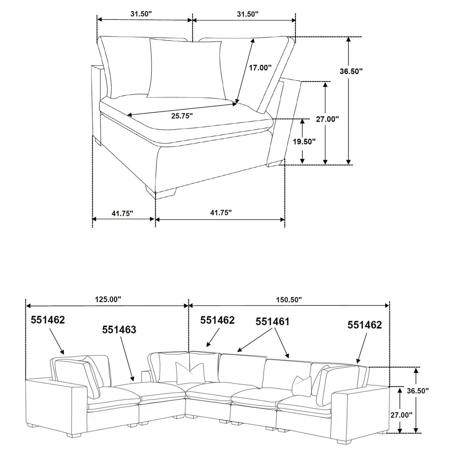 Lakeview Ivory 5-piece Upholstered Modular Sectional Sofa - Image 8