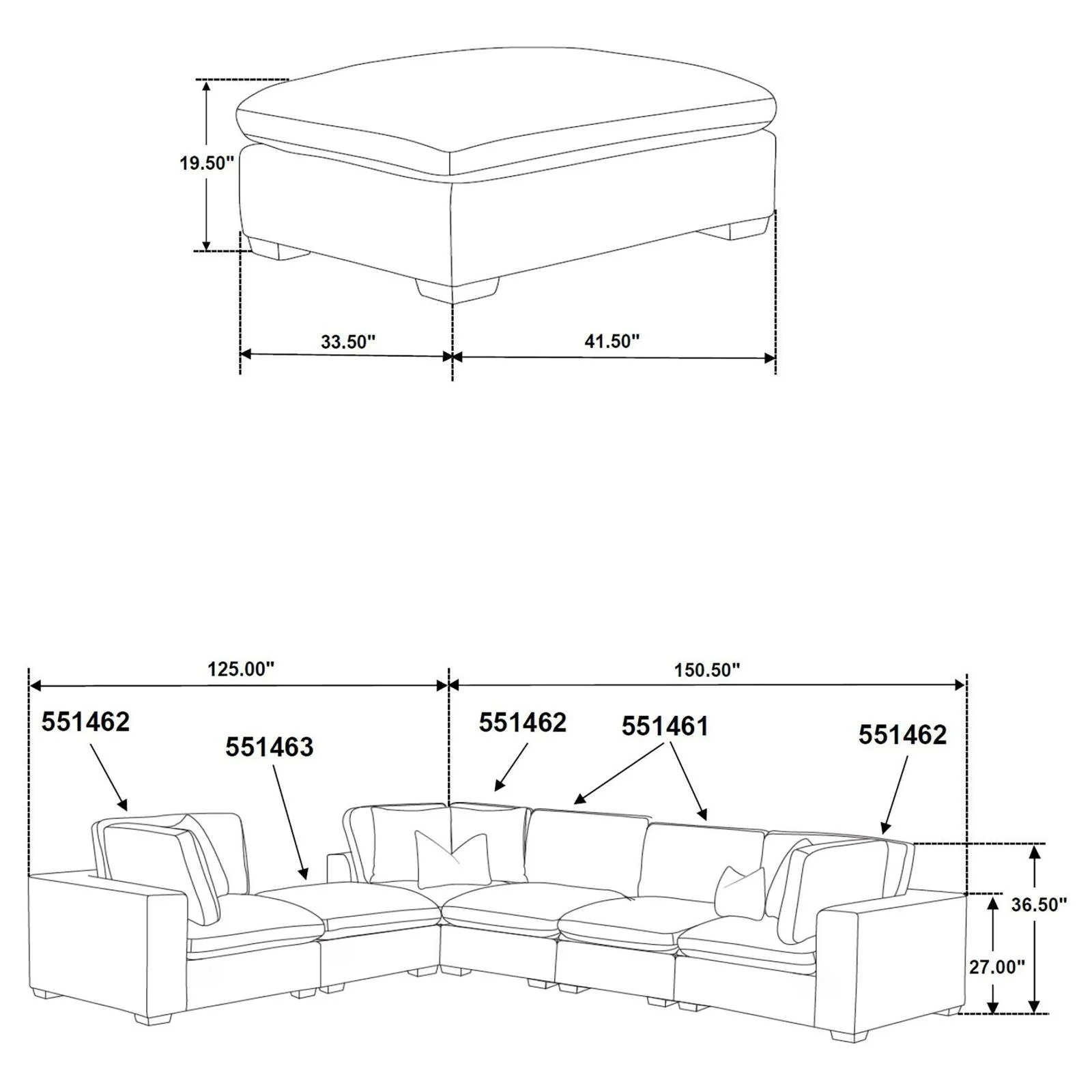 Lakeview Ivory 5-piece Upholstered Modular Sectional Sofa - Image 9