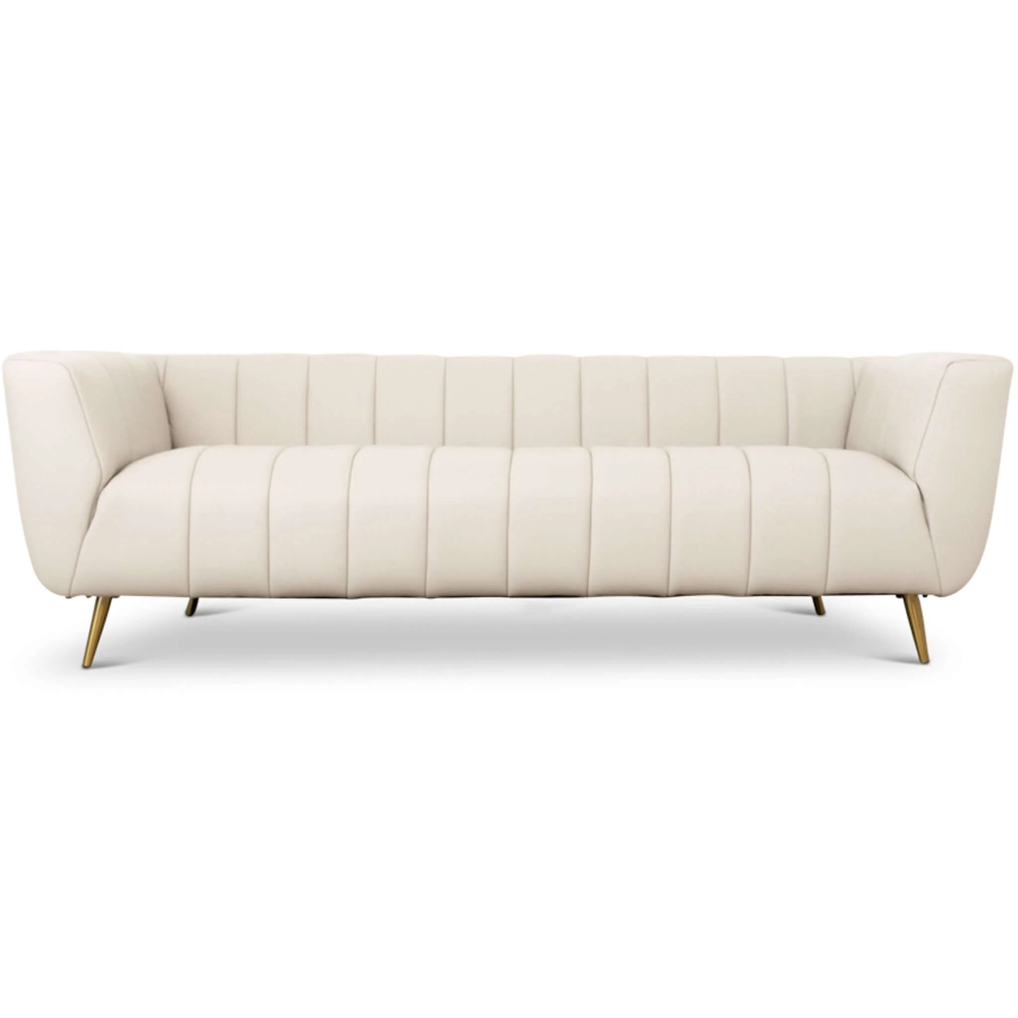 LaMattina Genuine Italian Beige Leather Channel Tufted Sofa - Image 7