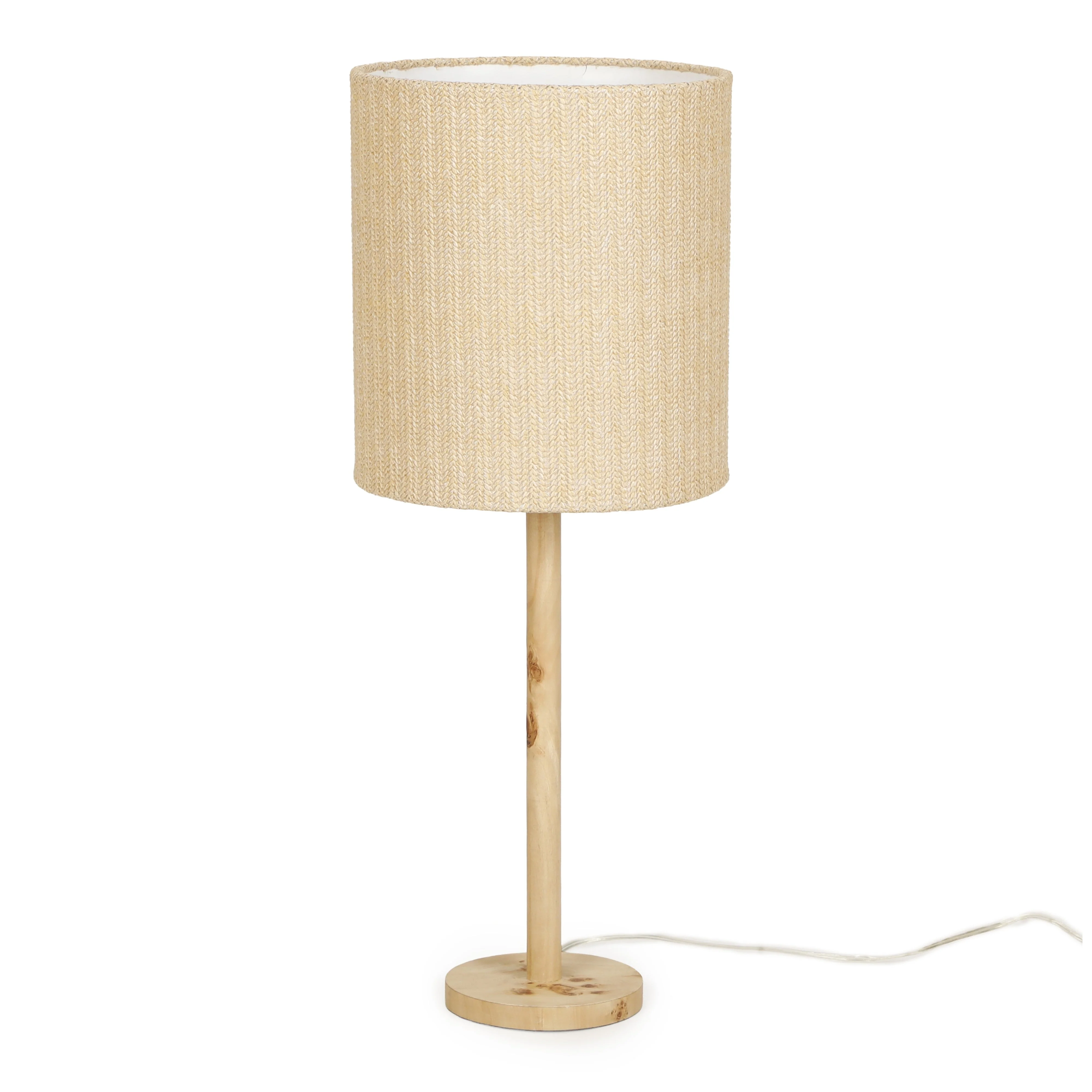 Lamia Natural Burl and Raffia Designer Table Lamp - Image 2