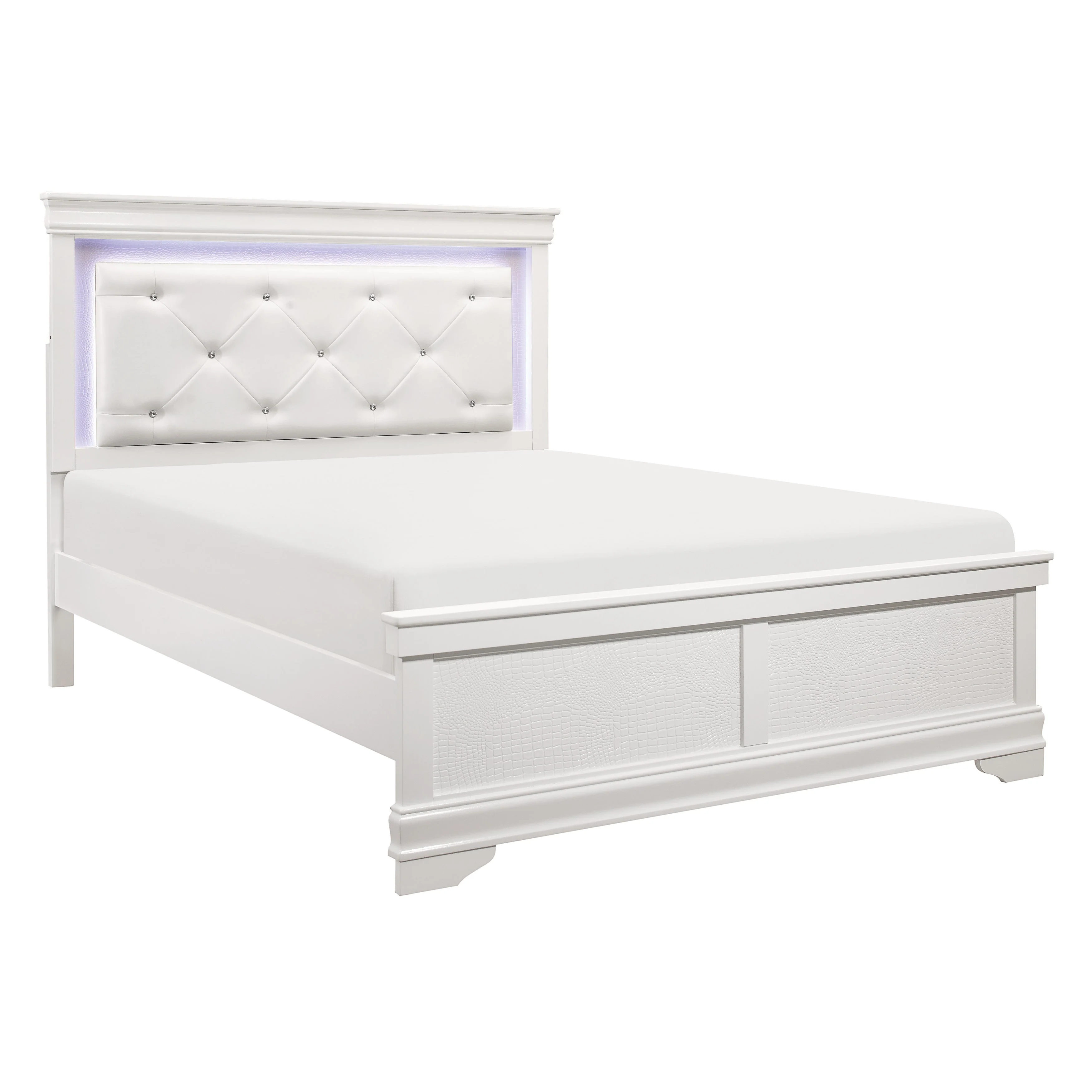 Lana White California King LED Upholstered Panel Bed - Image 3