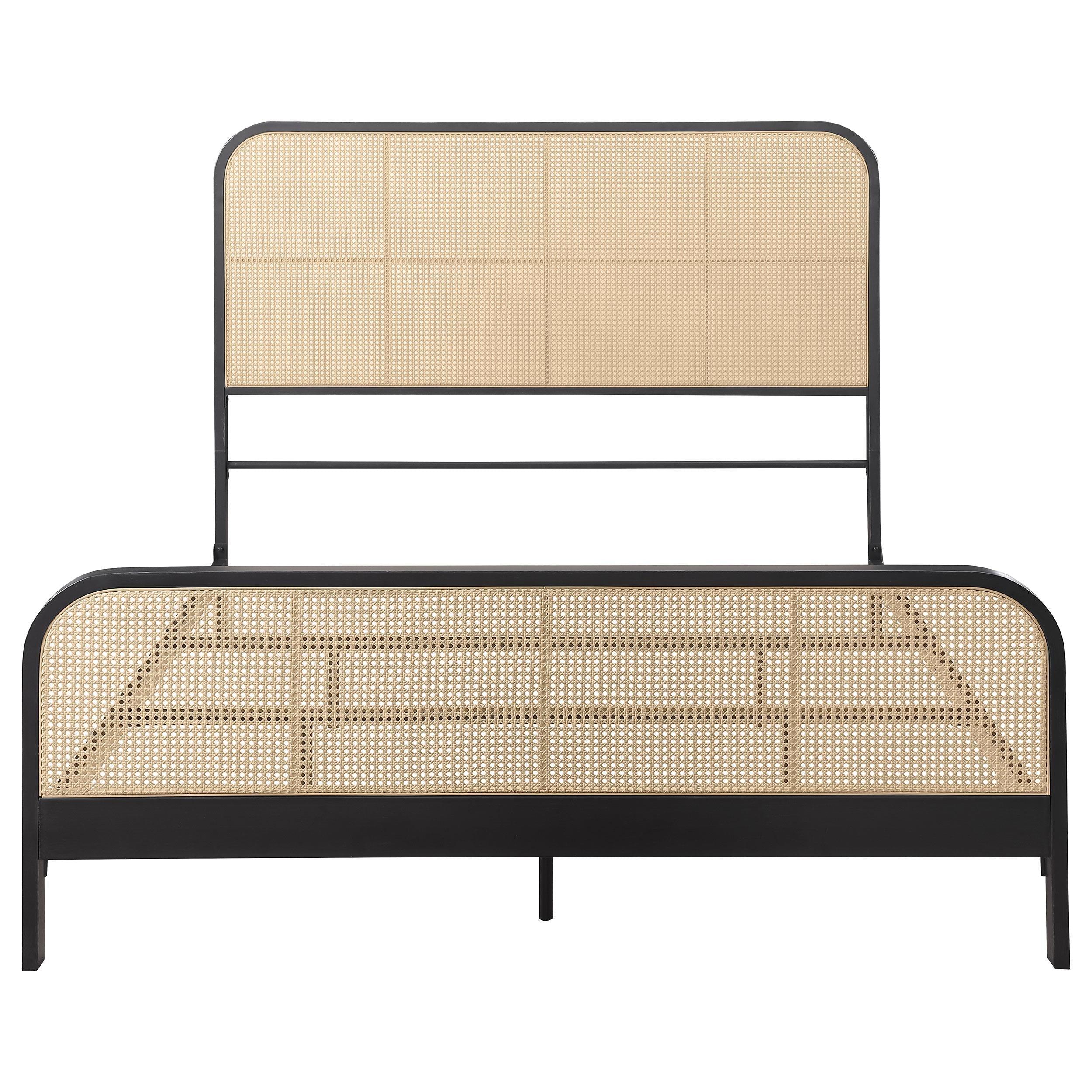 Lanewood Black Polyethylene PE Rattan Upholstered Metal Eastern King Bed - Image 2