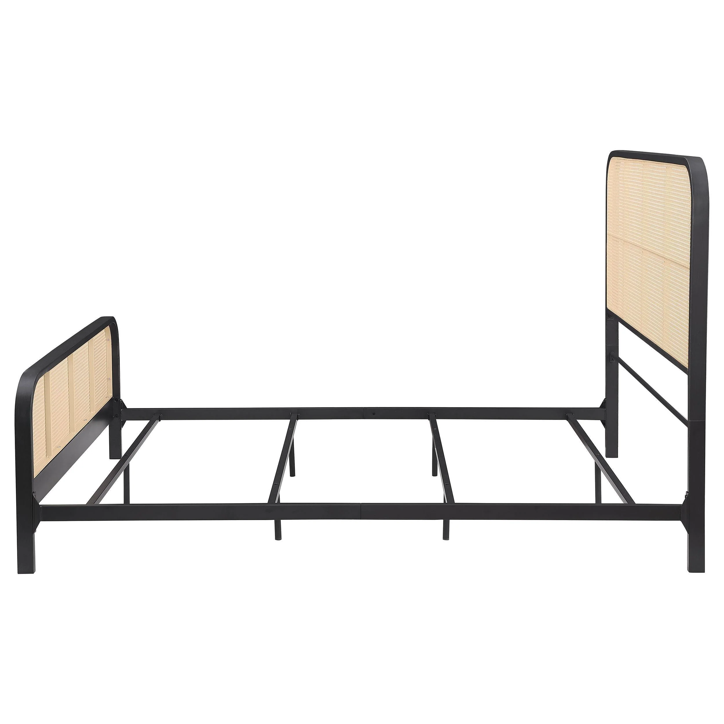 Lanewood Black Polyethylene PE Rattan Upholstered Metal Eastern King Bed - Image 4