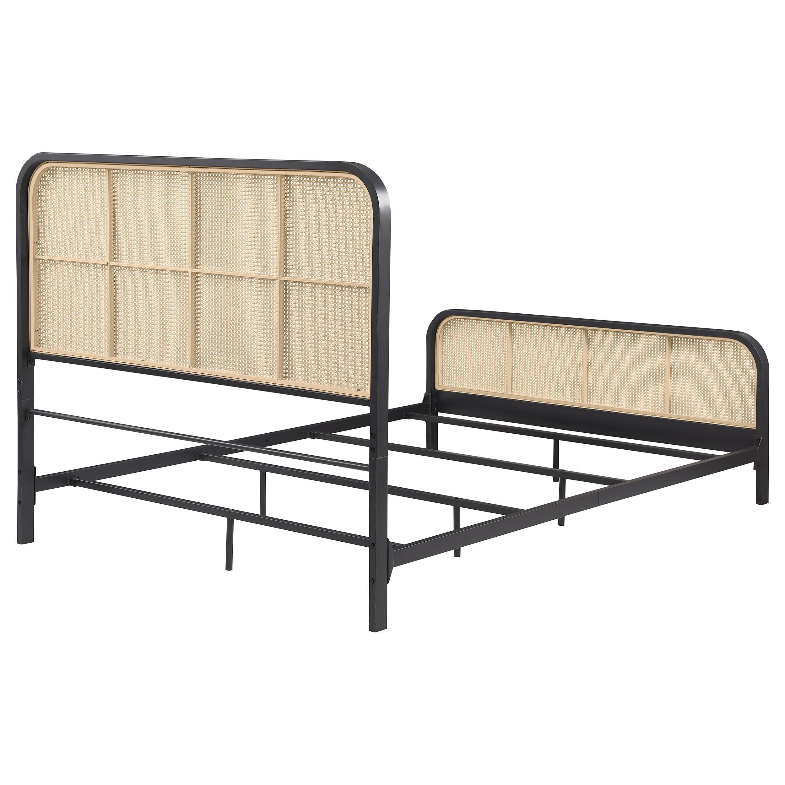 Lanewood Black Polyethylene PE Rattan Upholstered Metal Eastern King Bed - Image 6