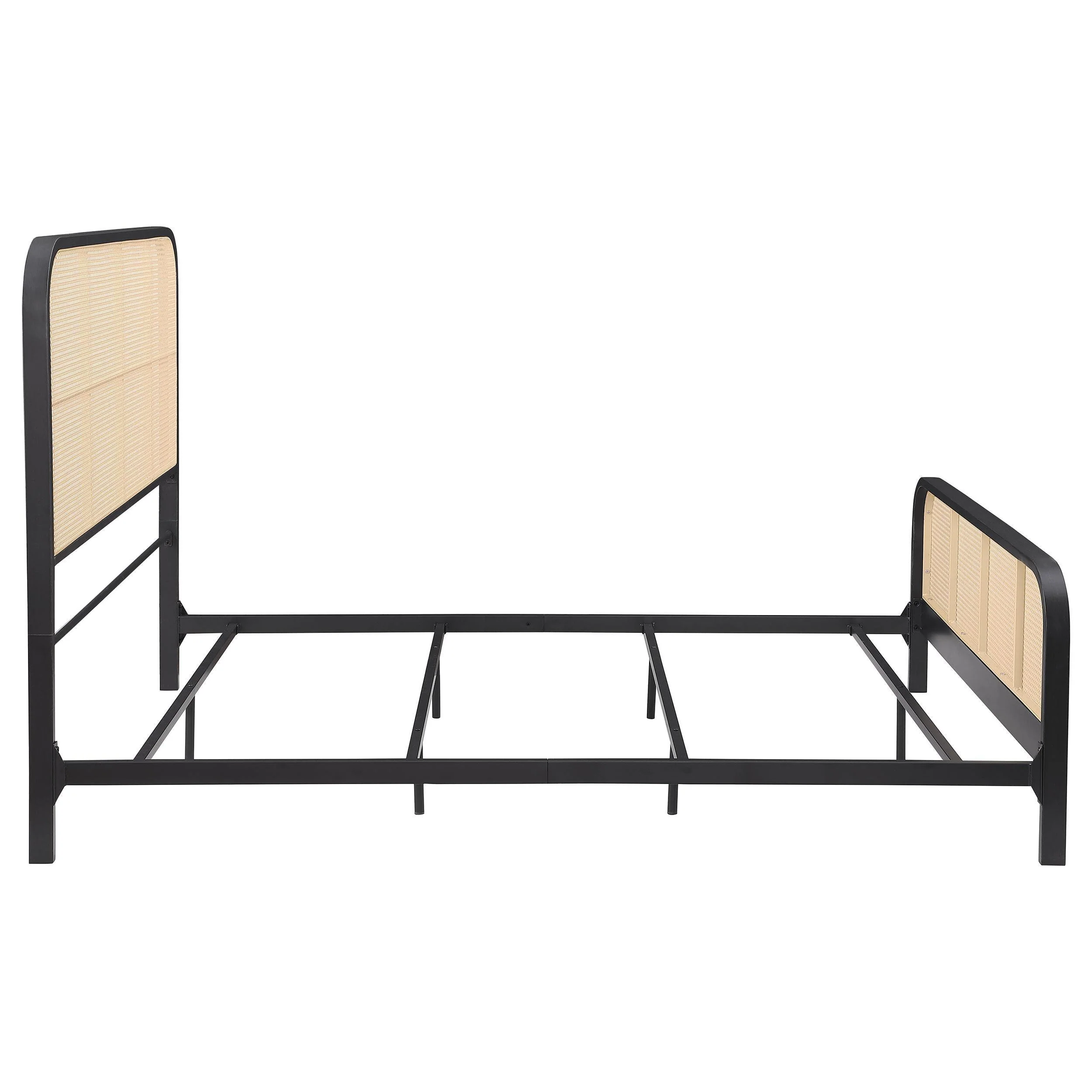 Lanewood Black Polyethylene PE Rattan Upholstered Metal Eastern King Bed - Image 8