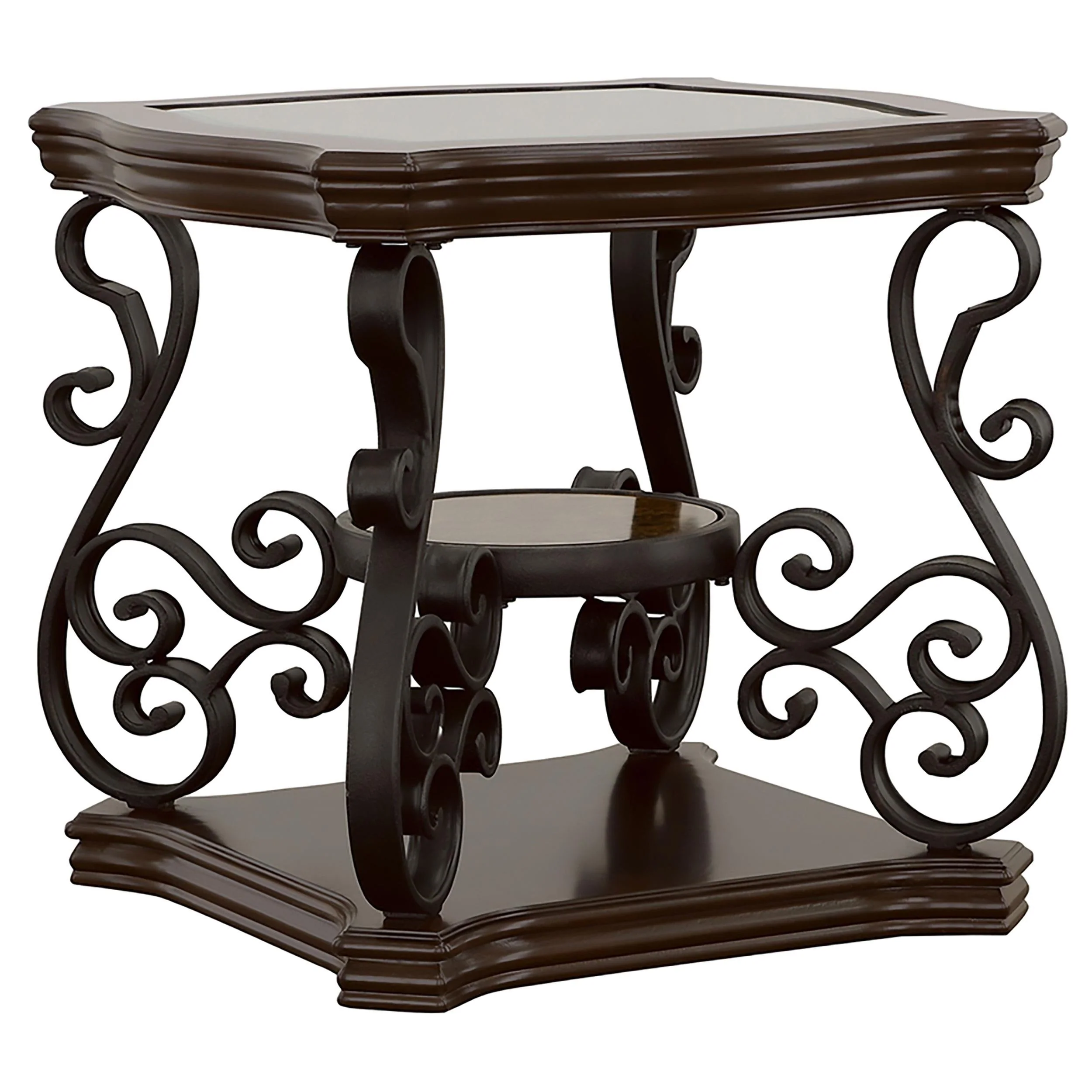 Laney Dark Merlot 3-Piece Glass Top Coffee and End Table Set - Image 3