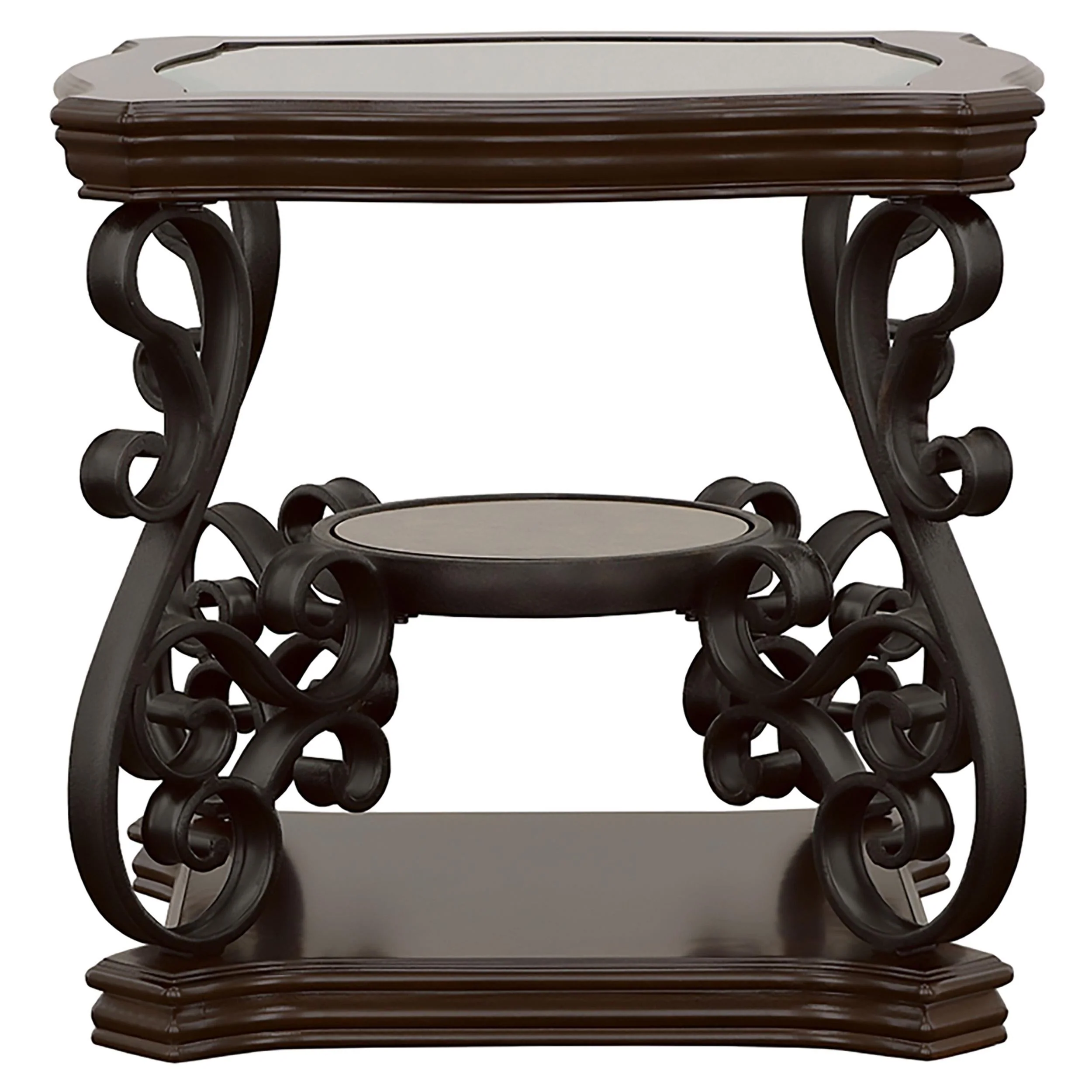 Laney Dark Merlot 3-Piece Glass Top Coffee and End Table Set - Image 4