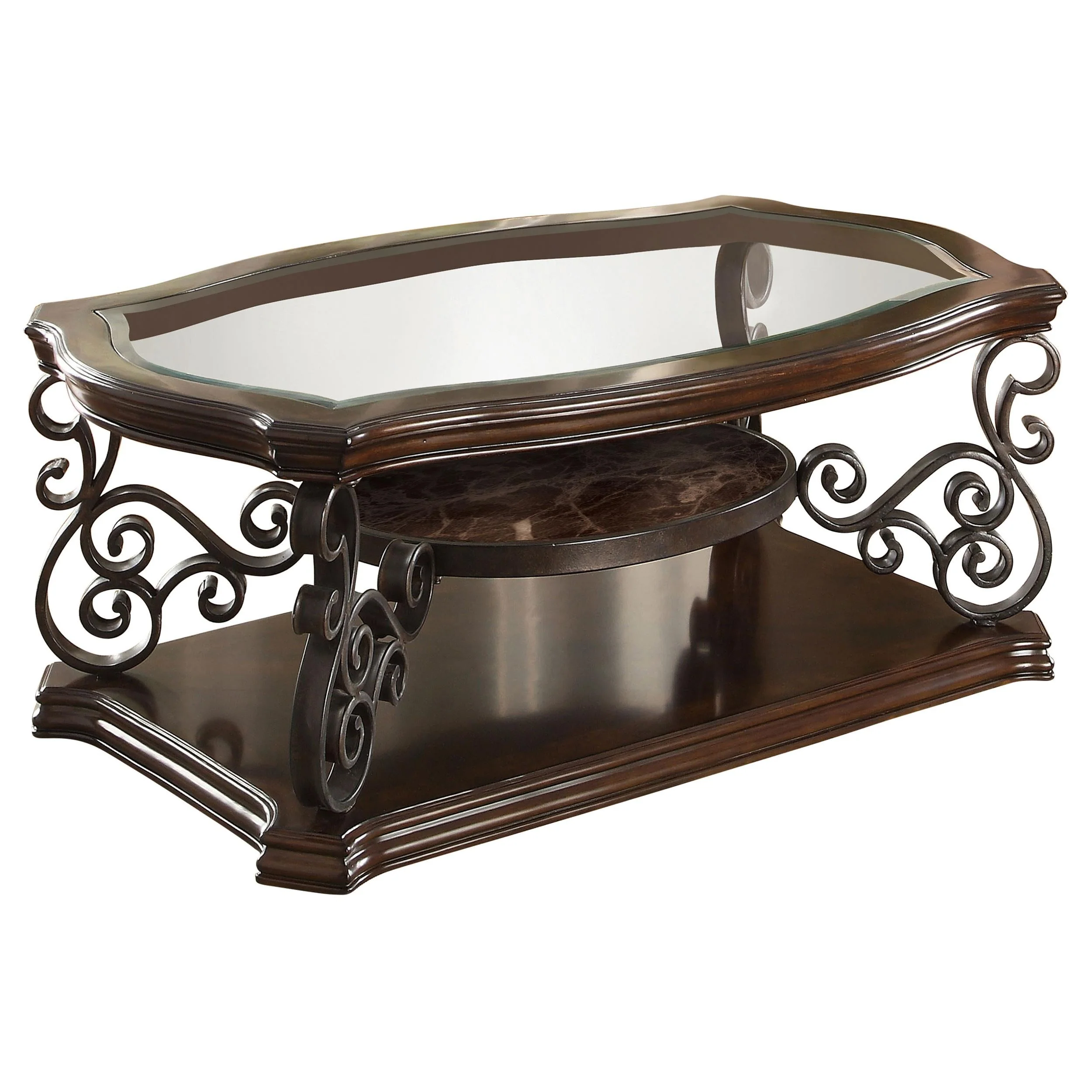 Laney Dark Merlot 3-Piece Glass Top Coffee and End Table Set - Image 5