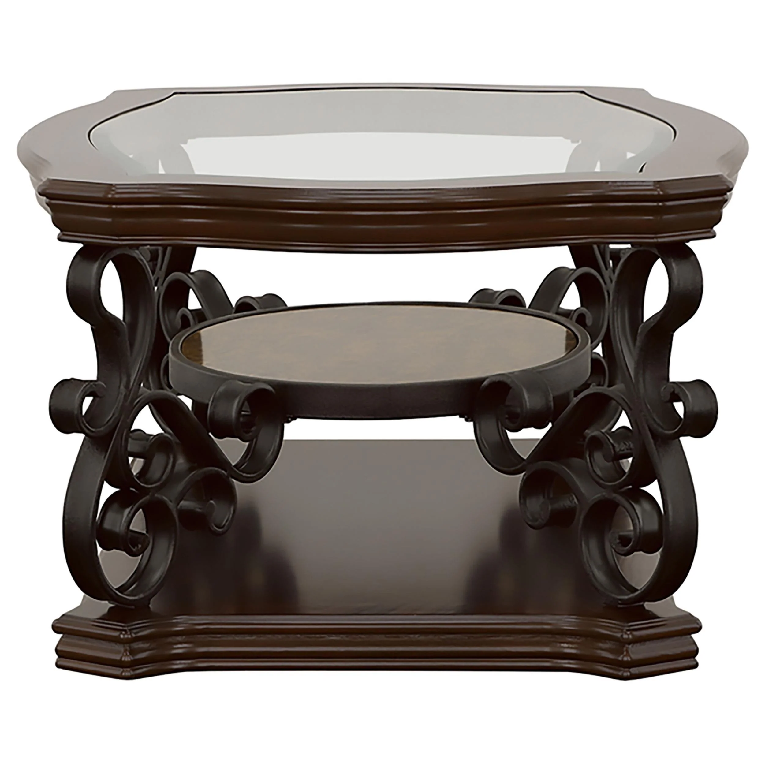 Laney Dark Merlot 3-Piece Glass Top Coffee and End Table Set - Image 7