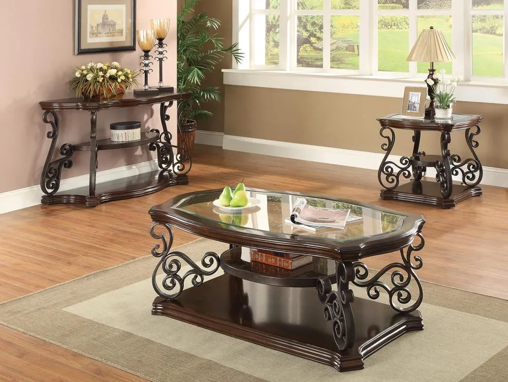 Laney Deep Merlot/Clear Sofa Table - Image 2