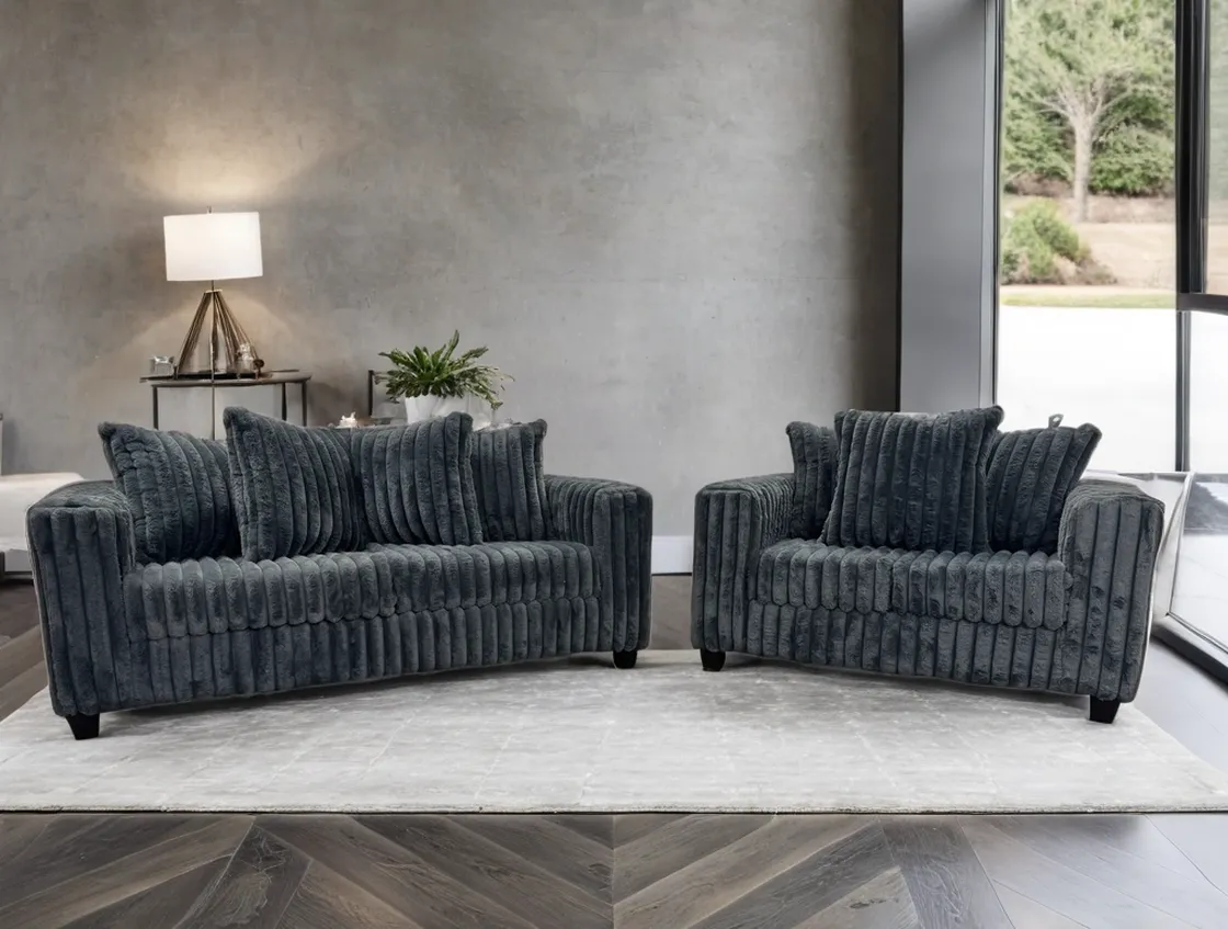Larce Charcoal Sofa & Loveseat