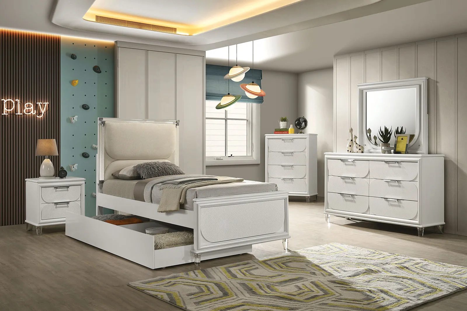 Lareina Pearl White Twin Bed - Image 5