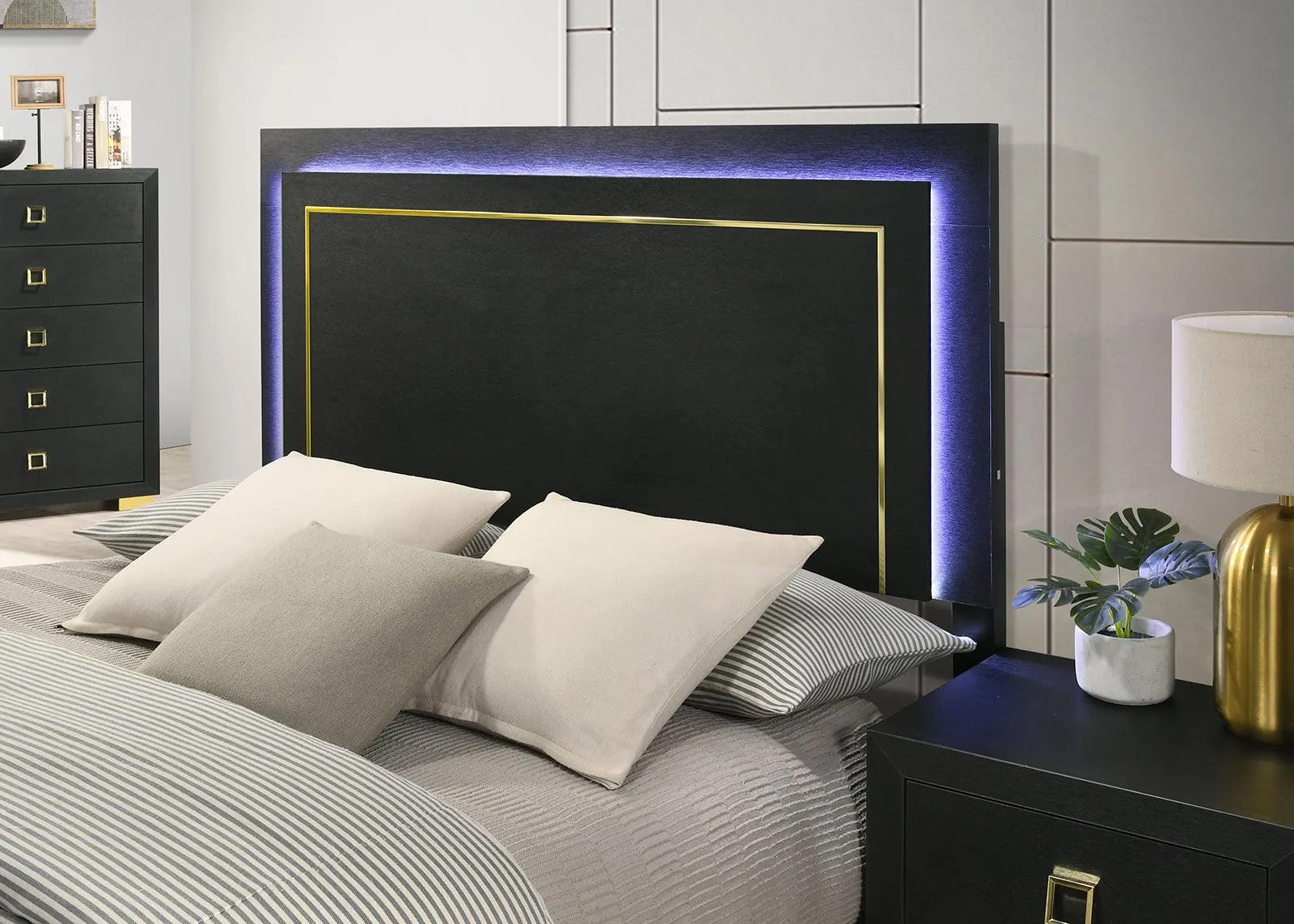 Latimer Black LED King Panel Bed - Image 3
