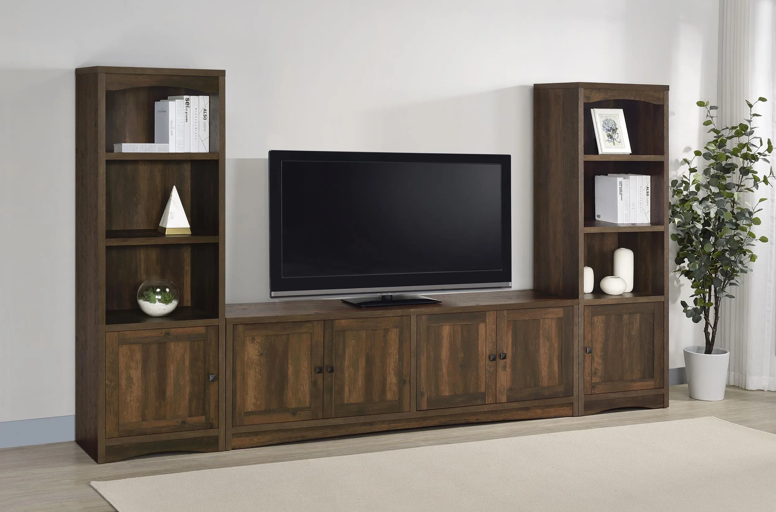 Laughlin Dark Pine 3-shelf Engineered Wood Media Tower - Image 2