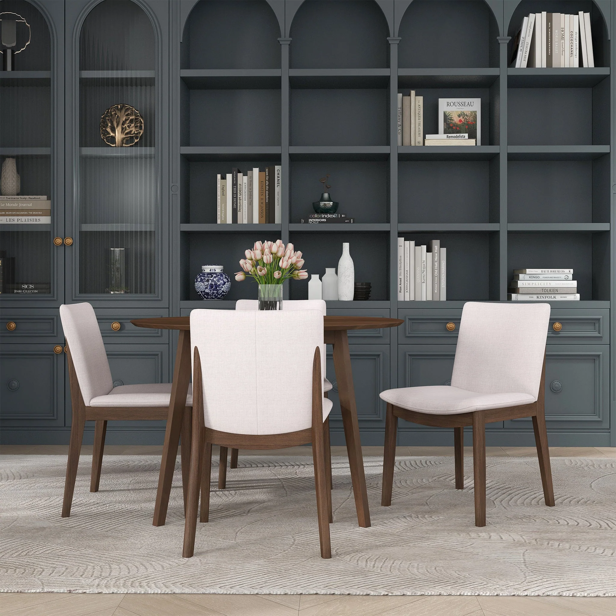 Laura  Beige Linen Solid Wood Dining Chair (Set Of 2) - Image 2
