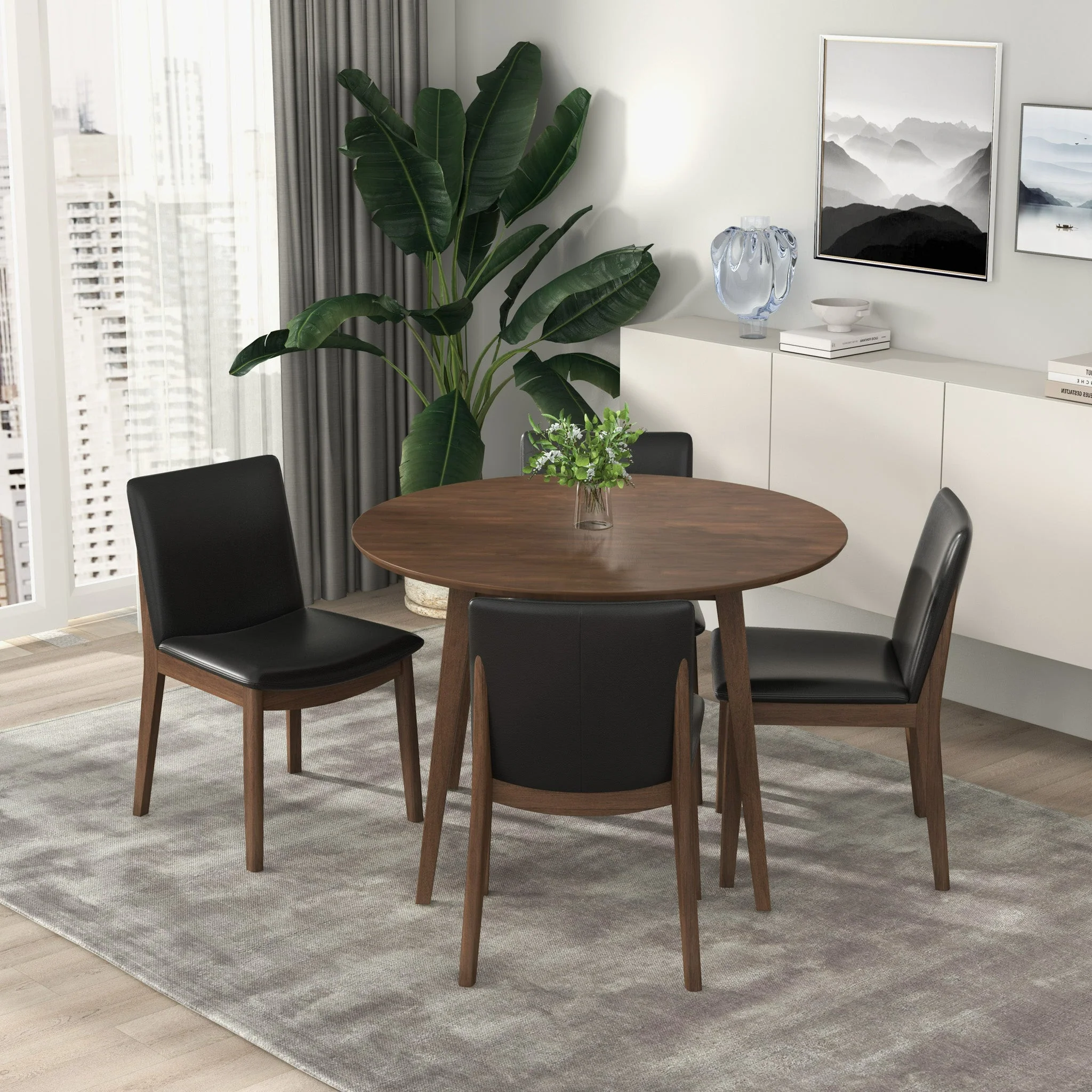 Laura  Black PU Solid Wood Dining Chair (Set Of 2) - Image 5
