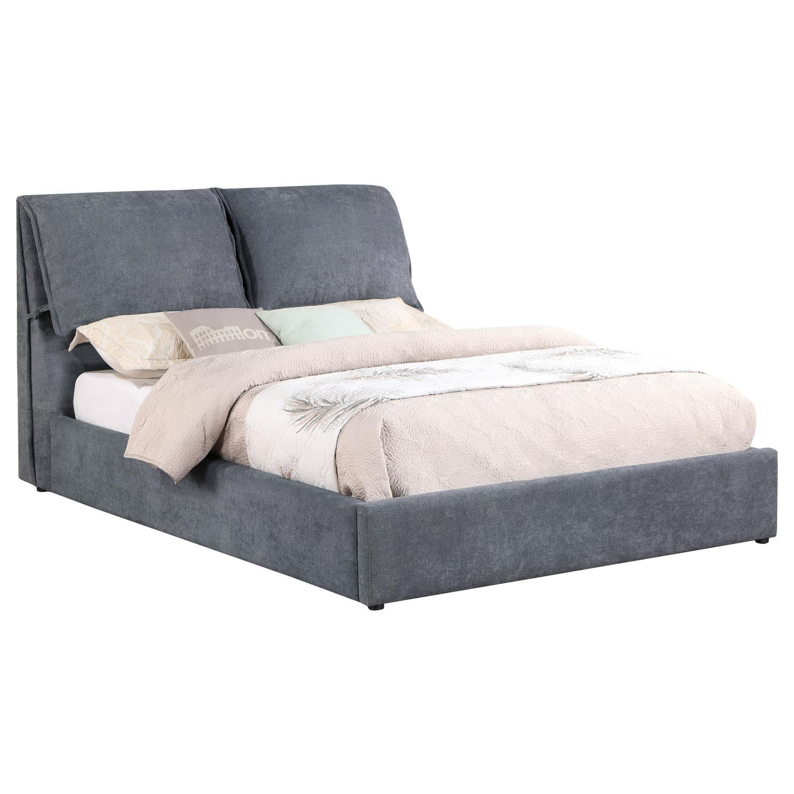 Laurel Charcoal Gray Upholstered Eastern King Platform Bed with Pillow Headboard - Image 2