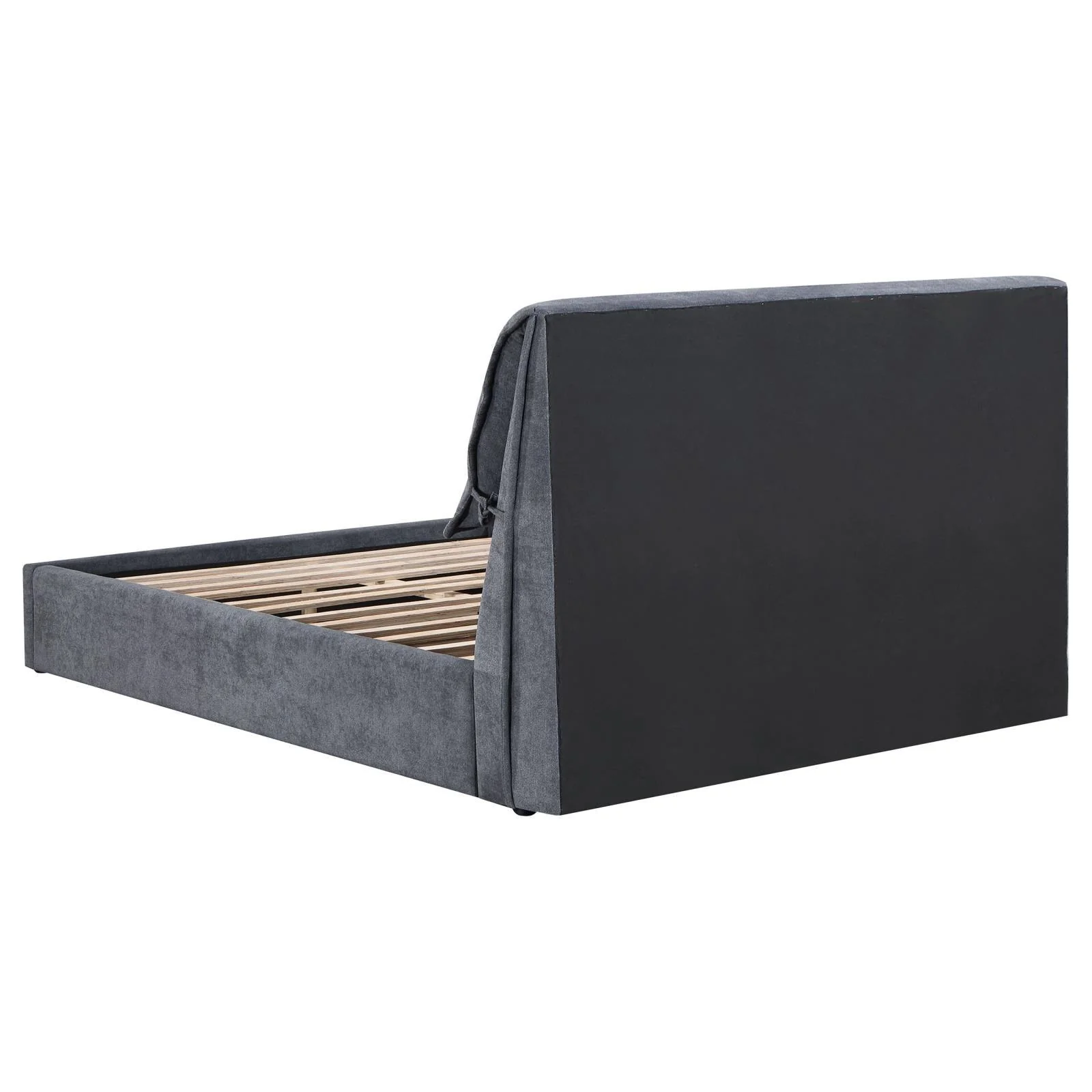 Laurel Charcoal Gray Upholstered Eastern King Platform Bed with Pillow Headboard - Image 5