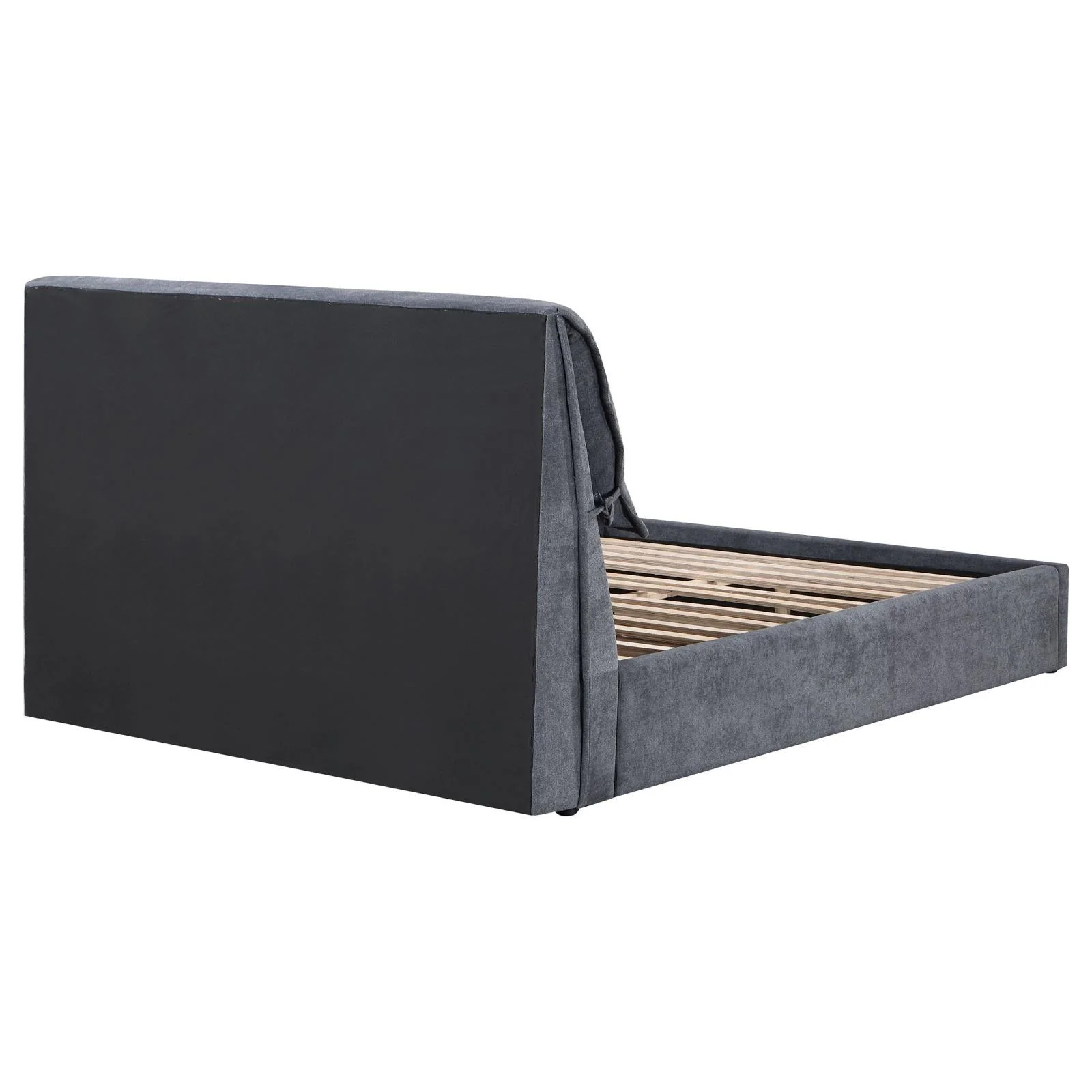 Laurel Charcoal Gray Upholstered Eastern King Platform Bed with Pillow Headboard - Image 6