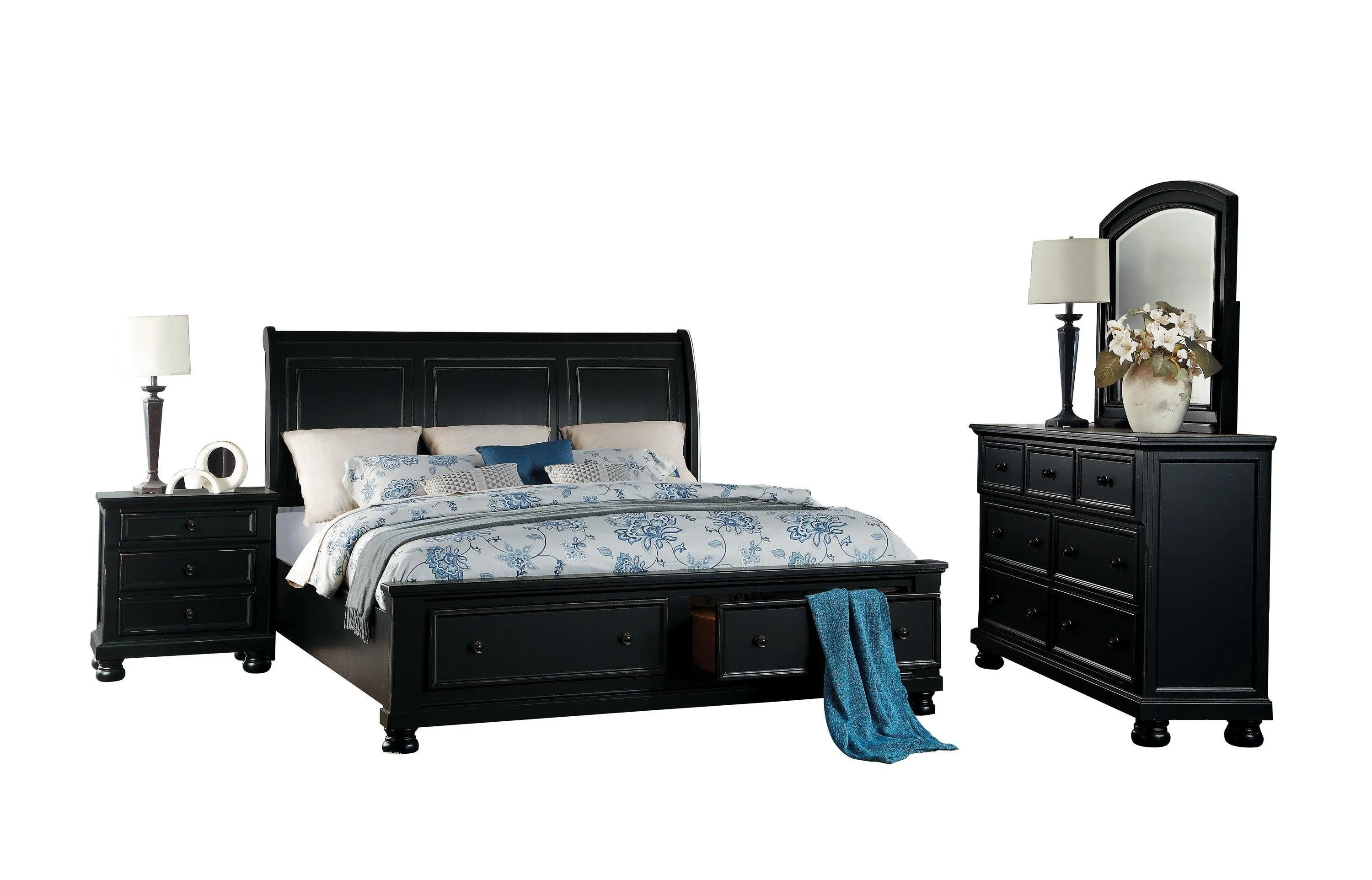 Laurelin Black Sleigh Storage Platform Bedroom Set - Image 12